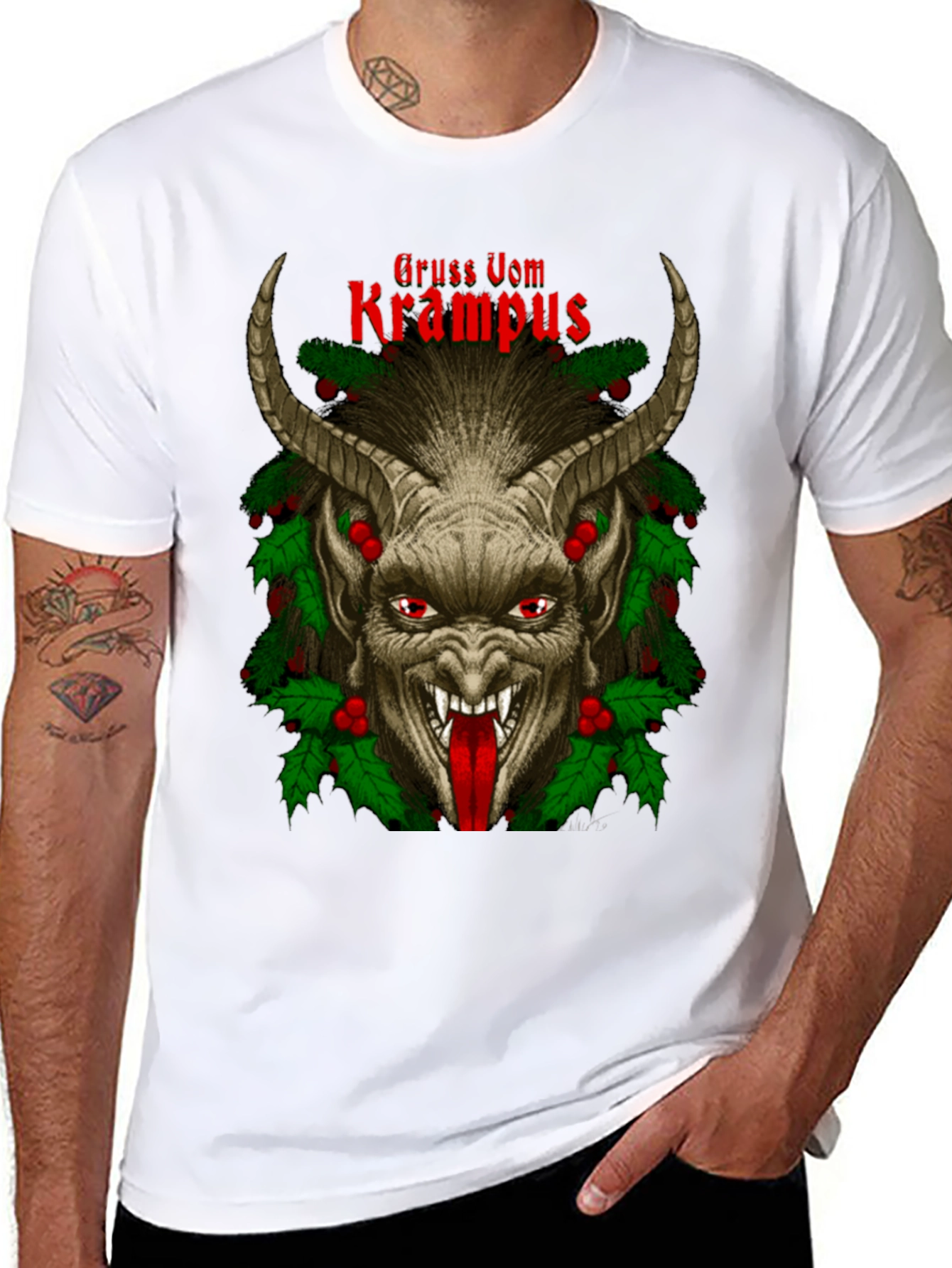 Gruss Vom Krampus Graphic Tee - Holiday Devil Shirt