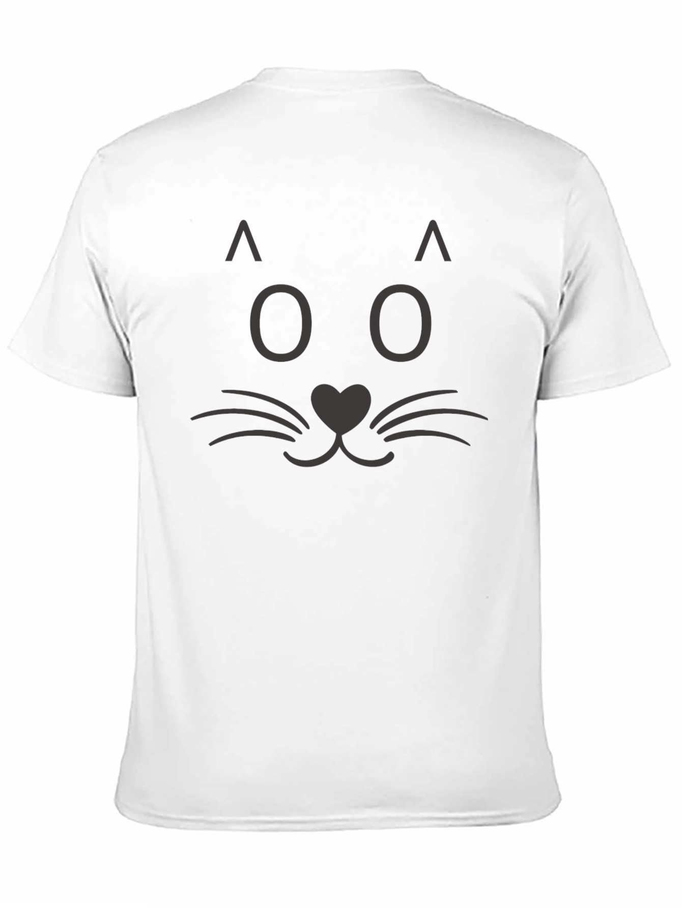 Cute Cat Face Graphic Tee - Black