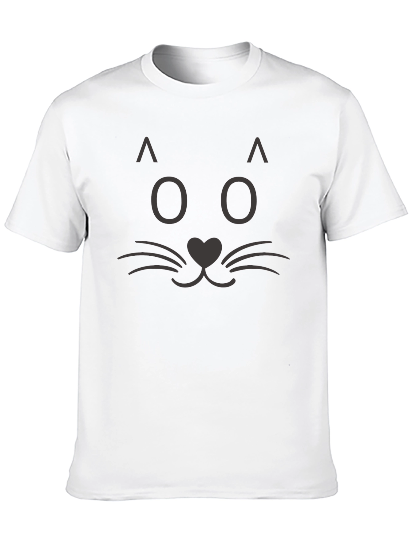 Cute Cat Face Graphic Tee - Black