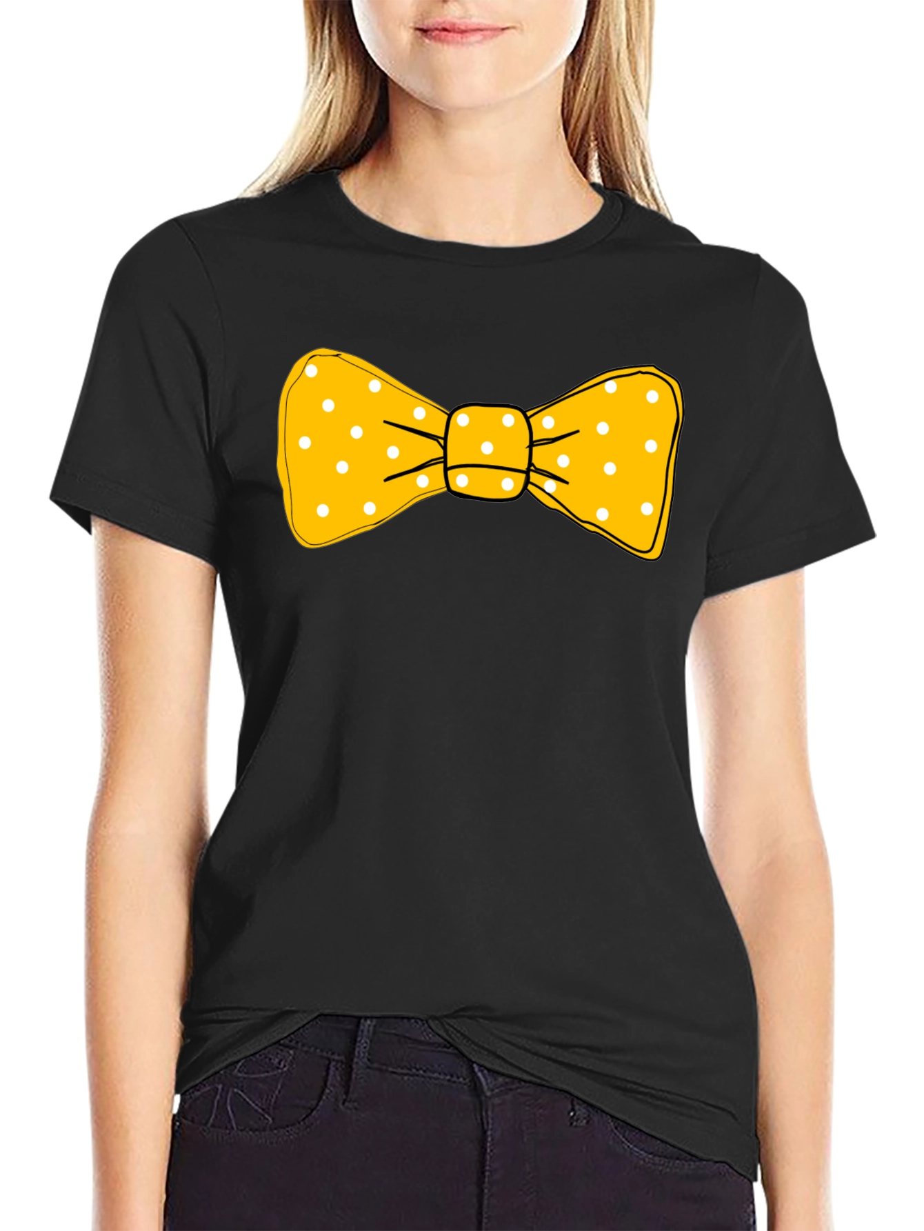 Yellow Polka Dot Bow Tie Graphic T-Shirt
