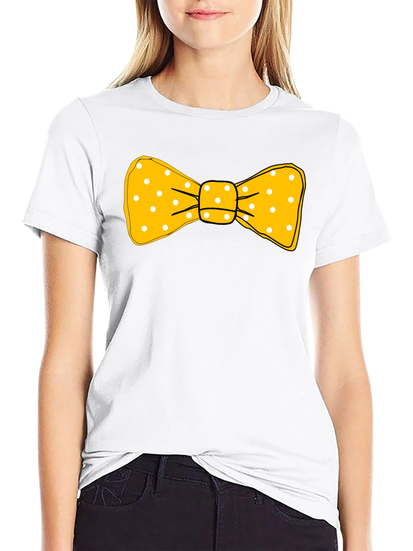 Yellow Polka Dot Bow Tie Graphic T-Shirt