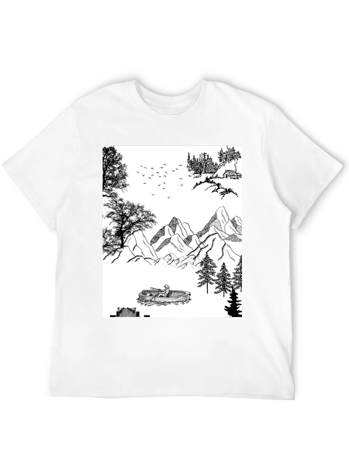 Nature Scene Graphic Tee - Black Cotton Blend