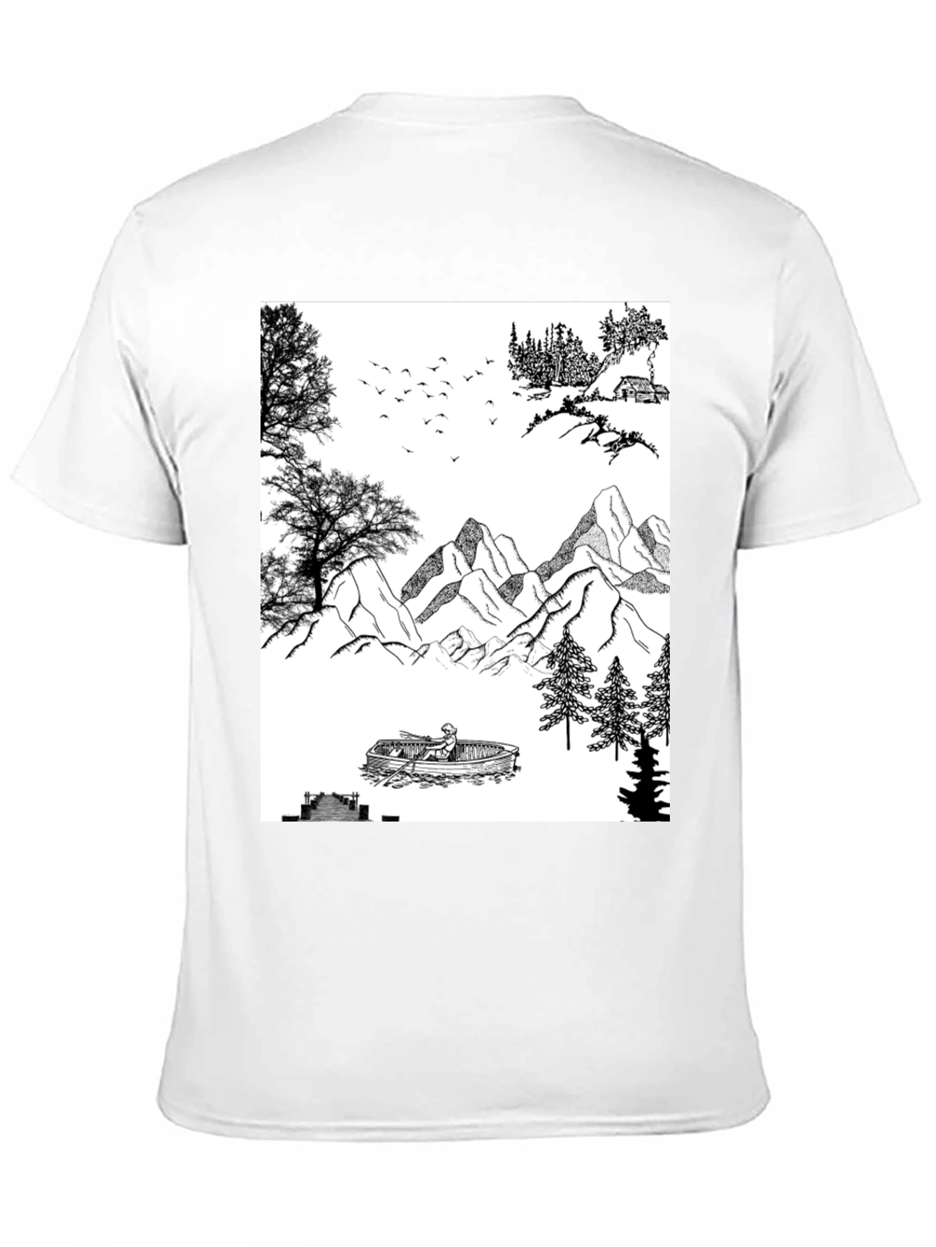 Nature Scene Graphic Tee - Black Cotton Blend