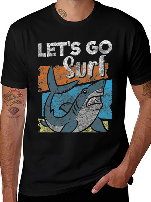 Lets Go Surf Shark Graphic Tee - Black