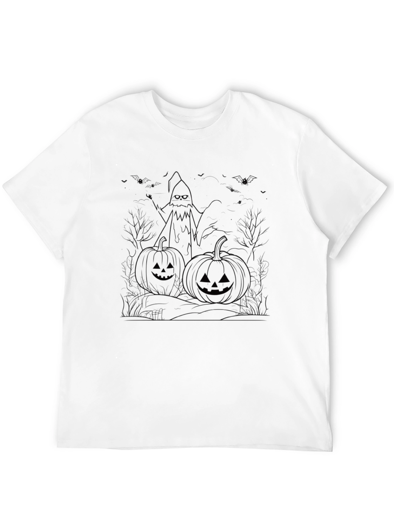 Halloween Pumpkin Ghost Graphic Black T-Shirt