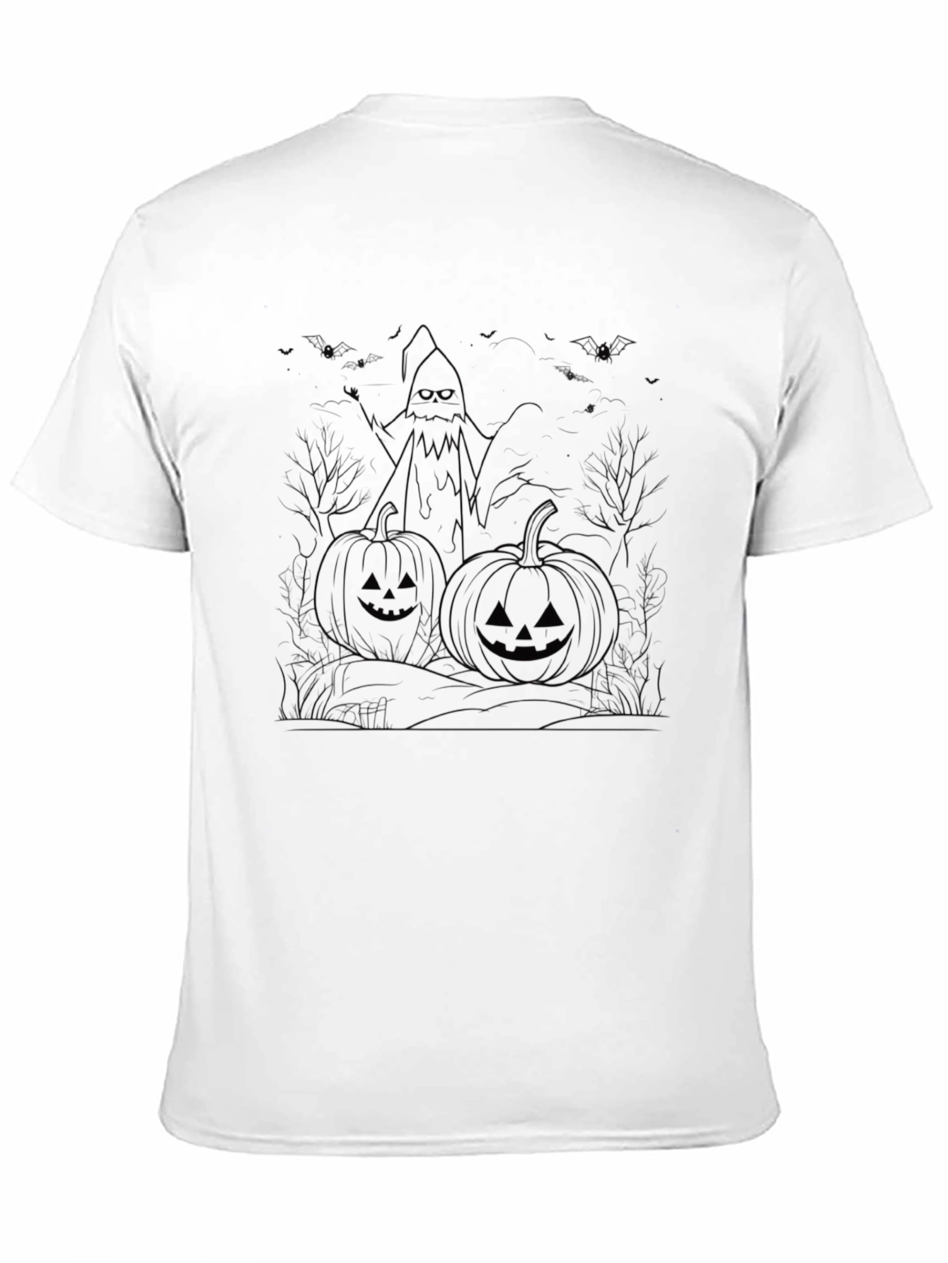 Halloween Pumpkin Ghost Graphic Black T-Shirt