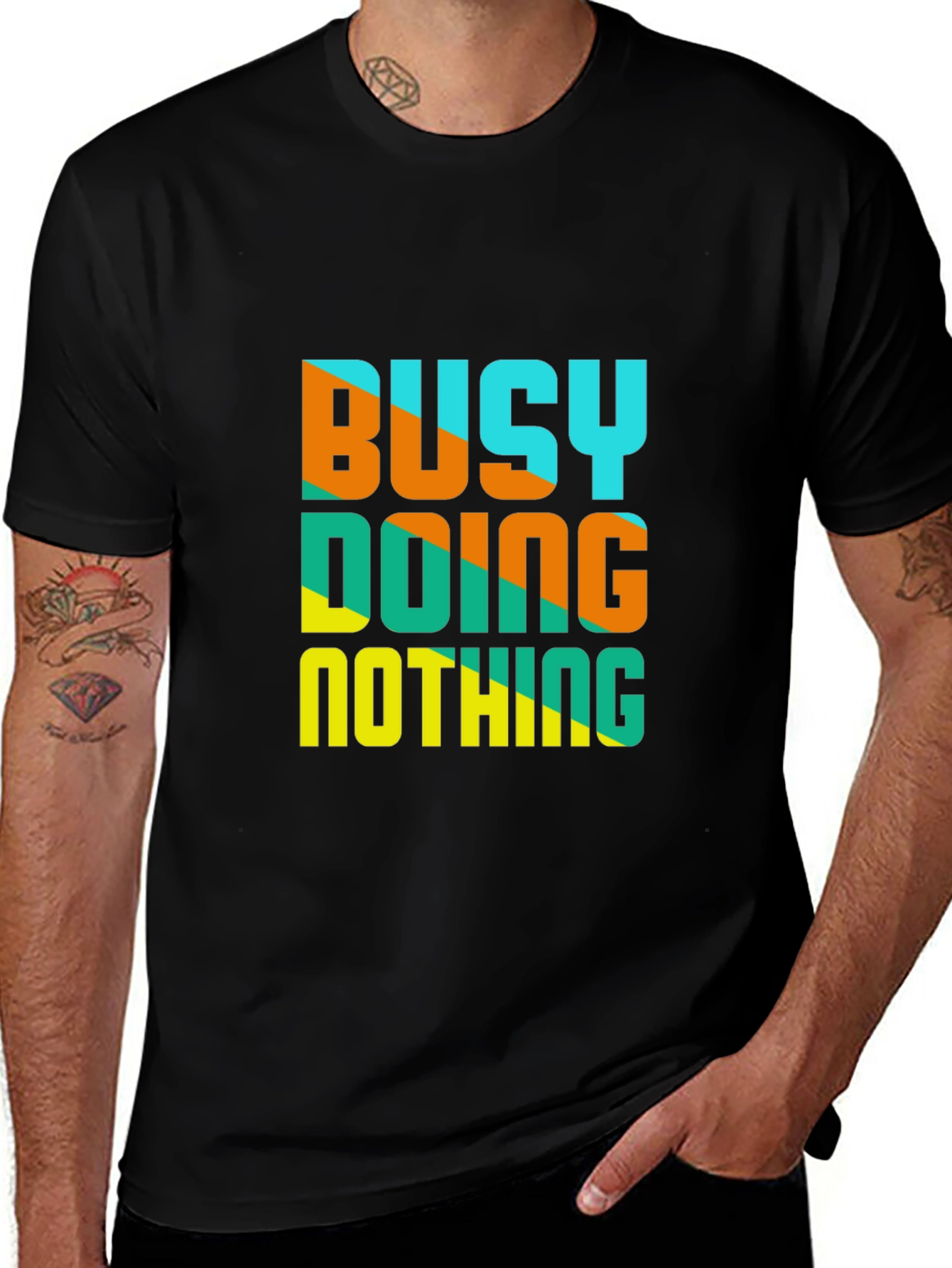 Busy Doing Nothing Graphic Tee - Casual Black T-Shirt