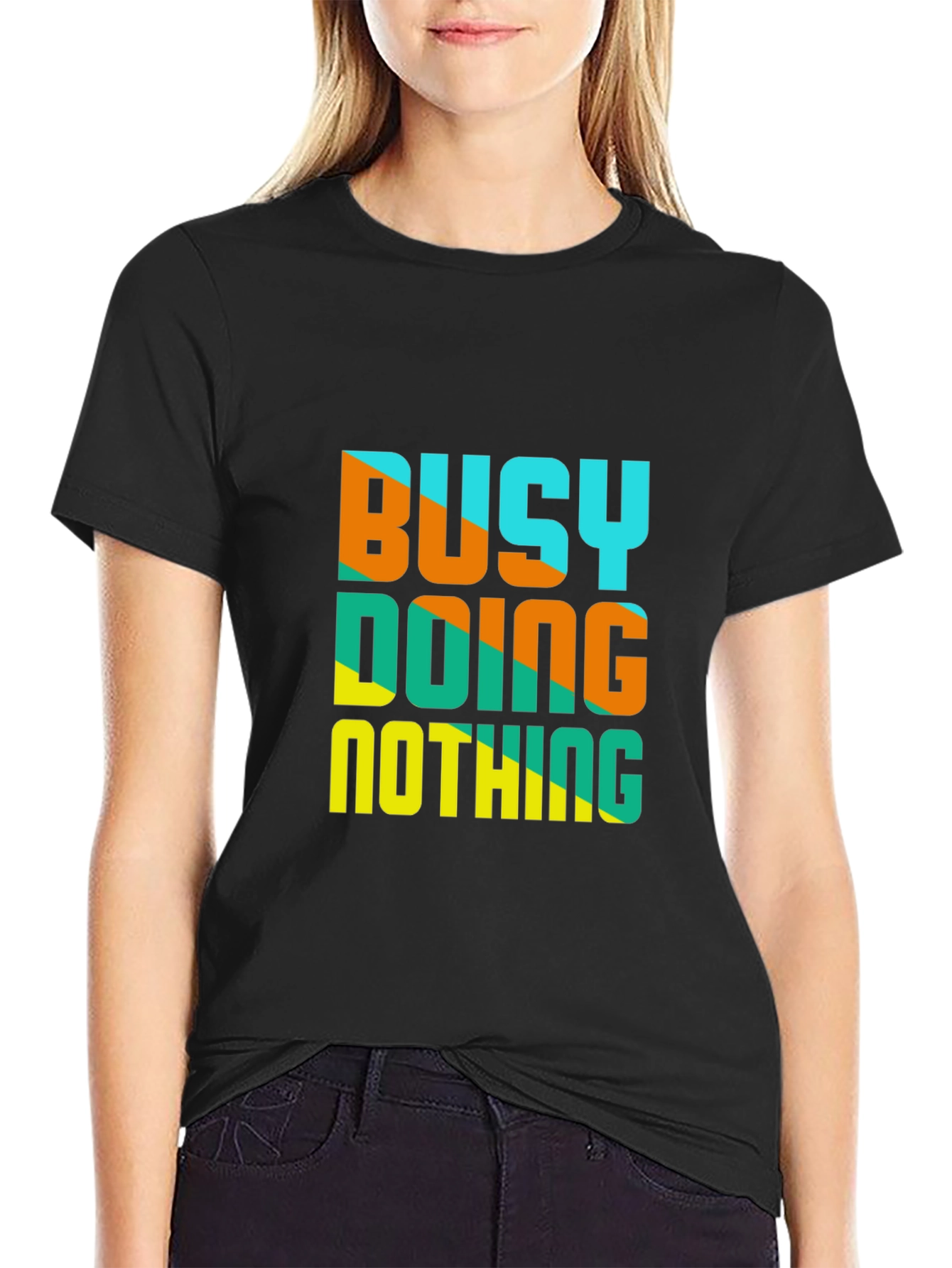 Busy Doing Nothing Graphic Tee - Casual Black T-Shirt