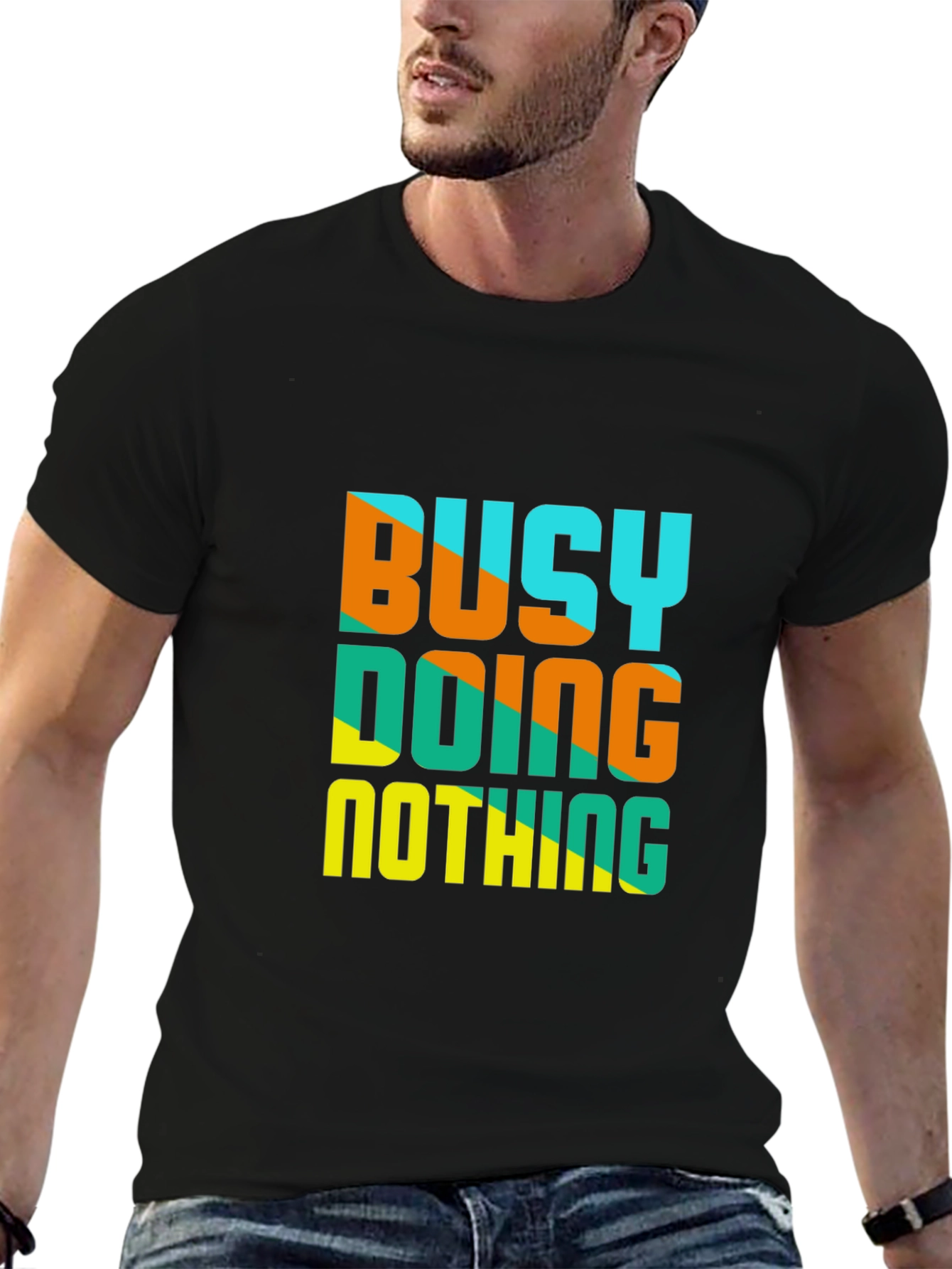 Busy Doing Nothing Graphic Tee - Casual Black T-Shirt