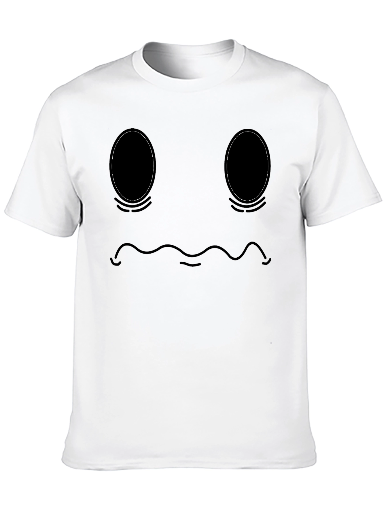 Mens Black Graphic T-Shirt - Sad Ghost Face