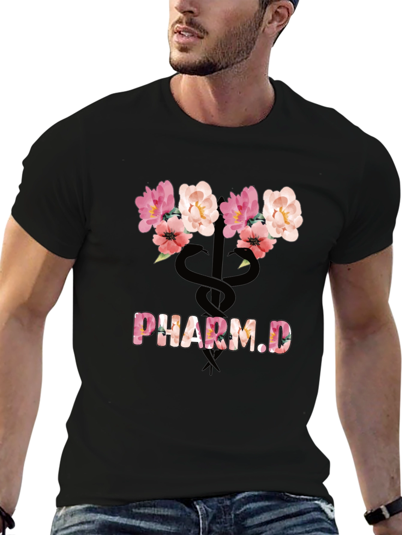 Floral Pharm.D T-Shirt - Stylish Pharmacy Graduate Tee