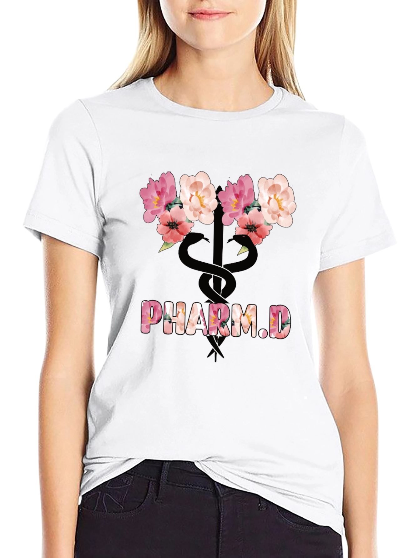 Floral Pharm.D T-Shirt - Stylish Pharmacy Graduate Tee