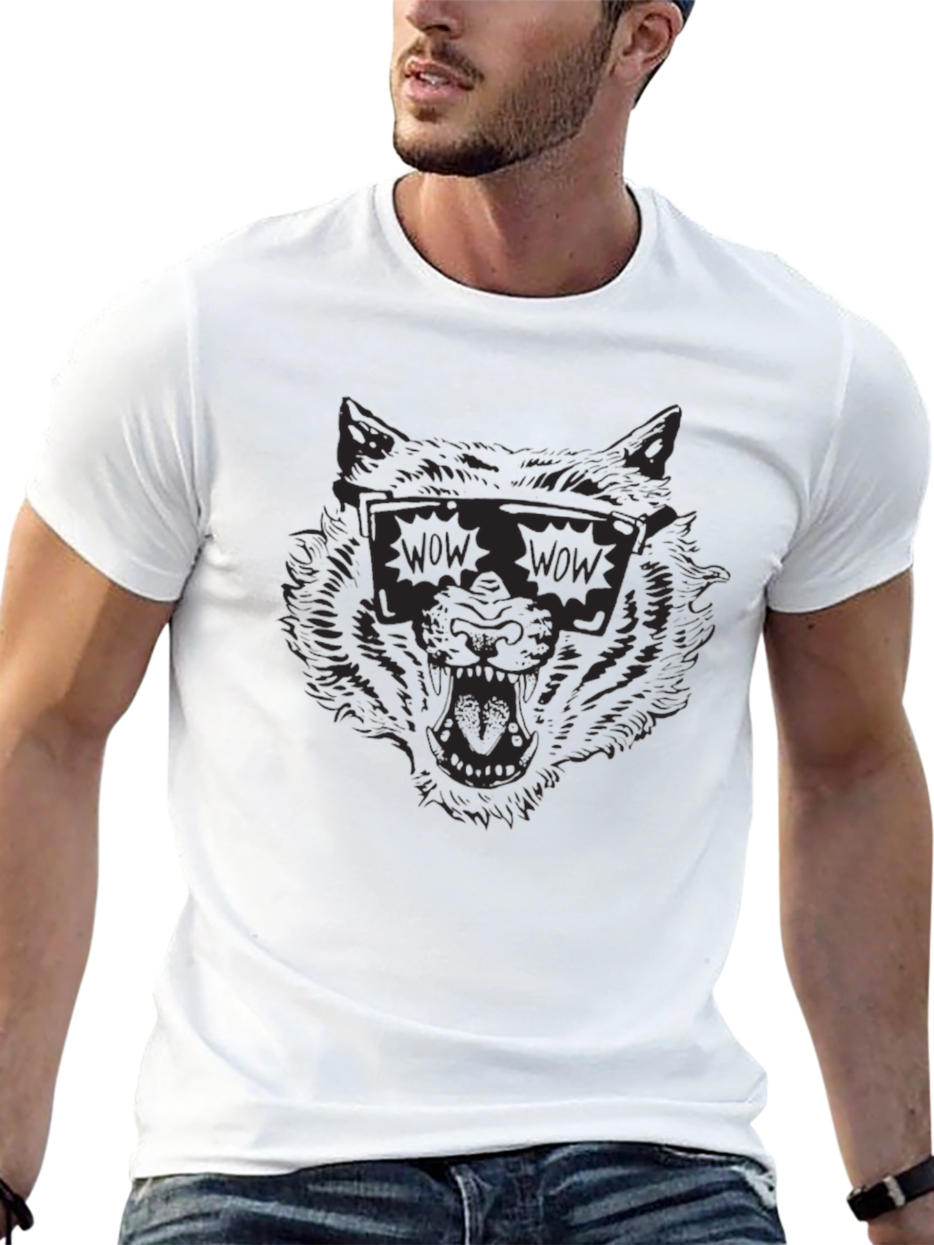Cool Wolf WOW Sunglasses Graphic Tee