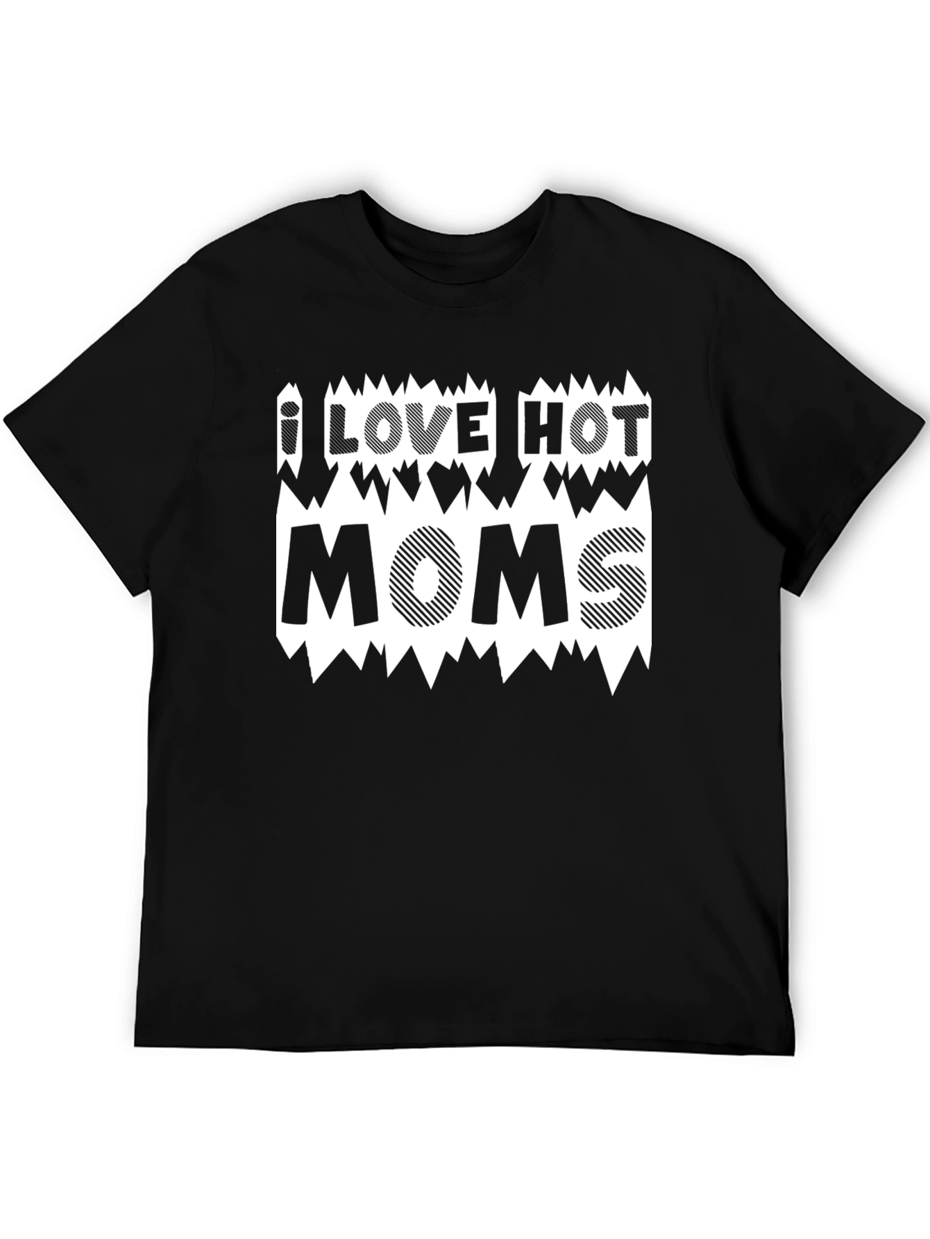 I LOVE HOT MOMS Black Graphic T-Shirt