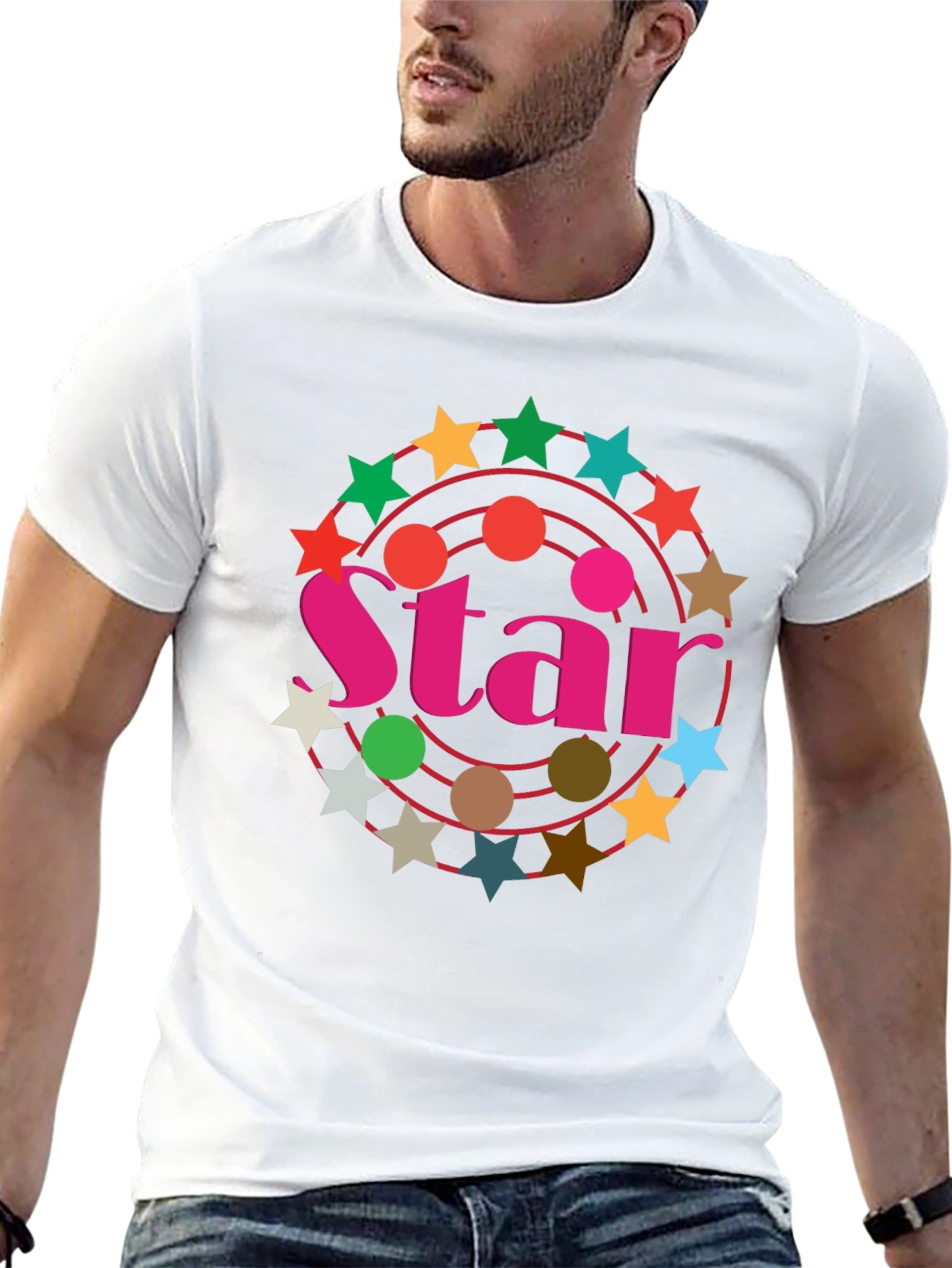 Star Circle Graphic Black T-Shirt