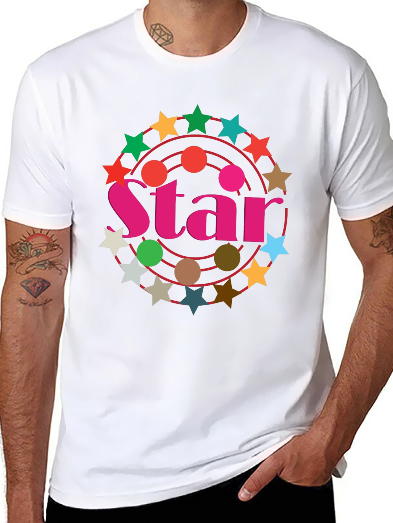 Star Circle Graphic Black T-Shirt