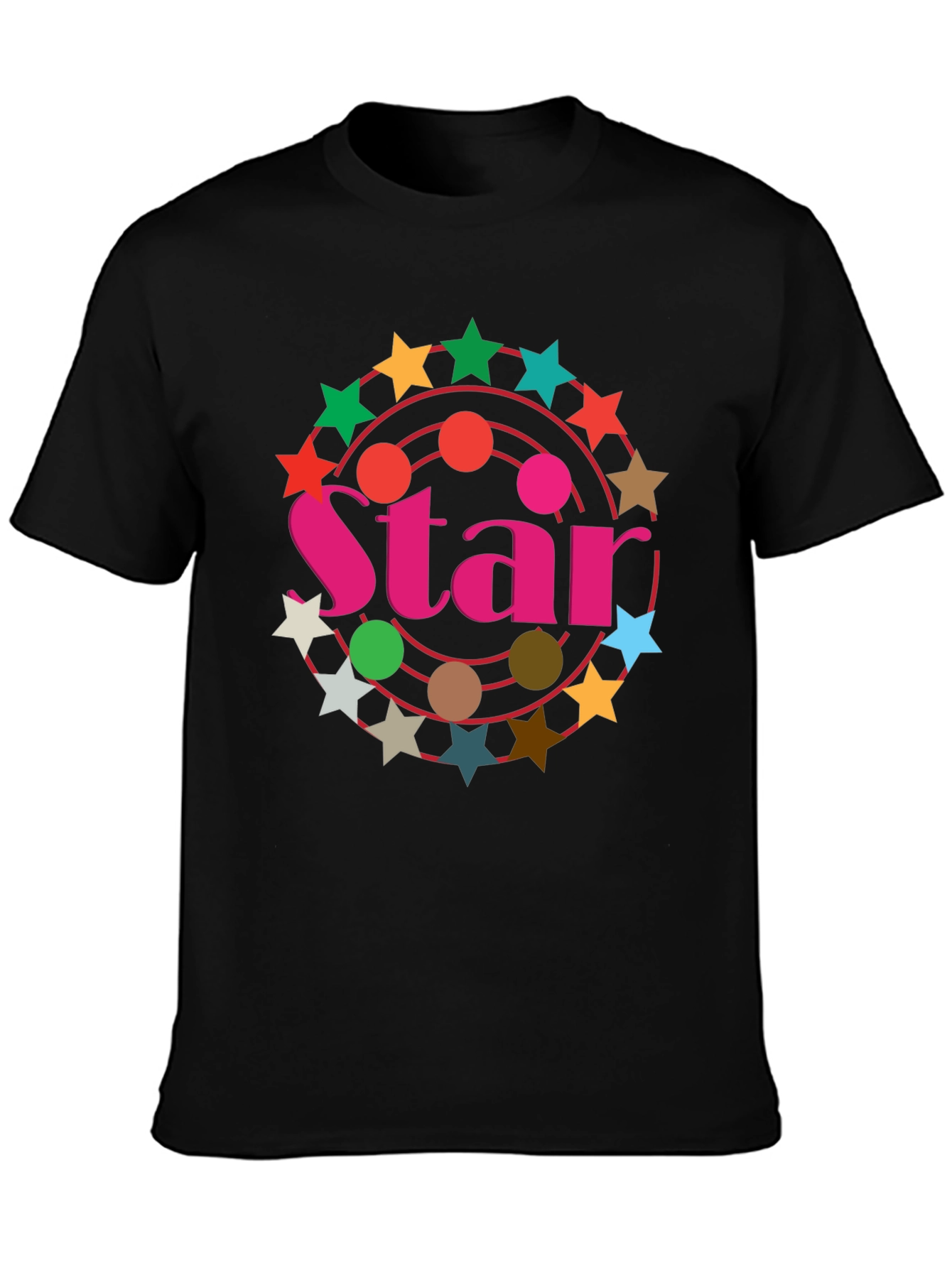 Star Circle Graphic Black T-Shirt