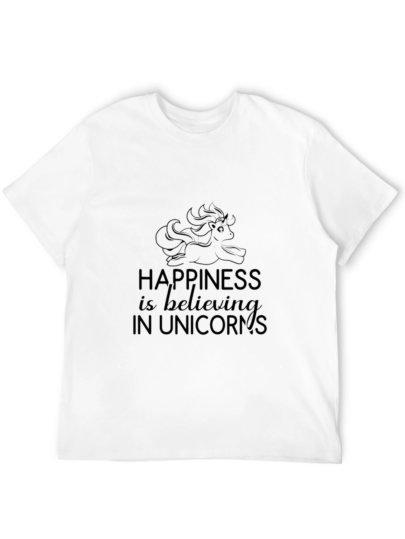 Happiness Unicorn Black T-Shirt