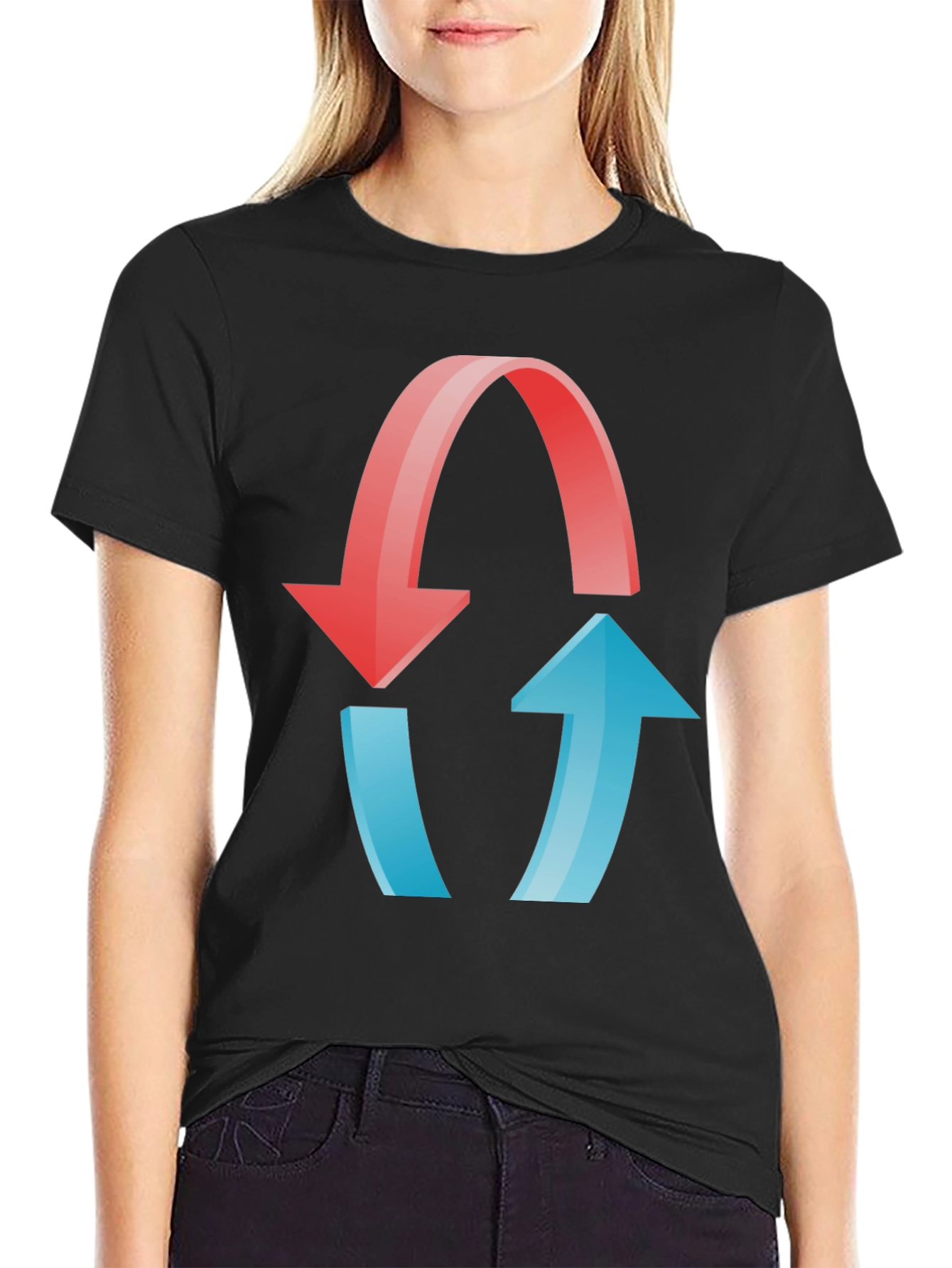 Reciprocal Arrows Graphic T-Shirt - Black Cotton Blend