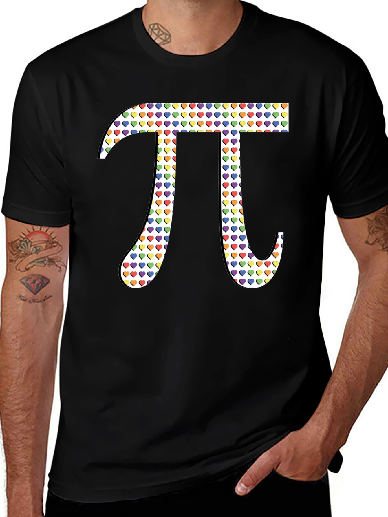 Heart Pattern Pi Symbol Graphic Tee