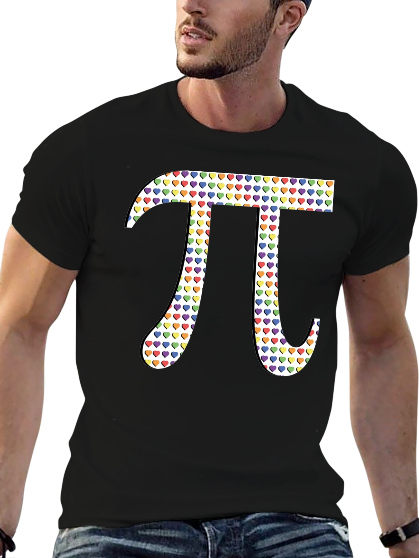 Heart Pattern Pi Symbol Graphic Tee