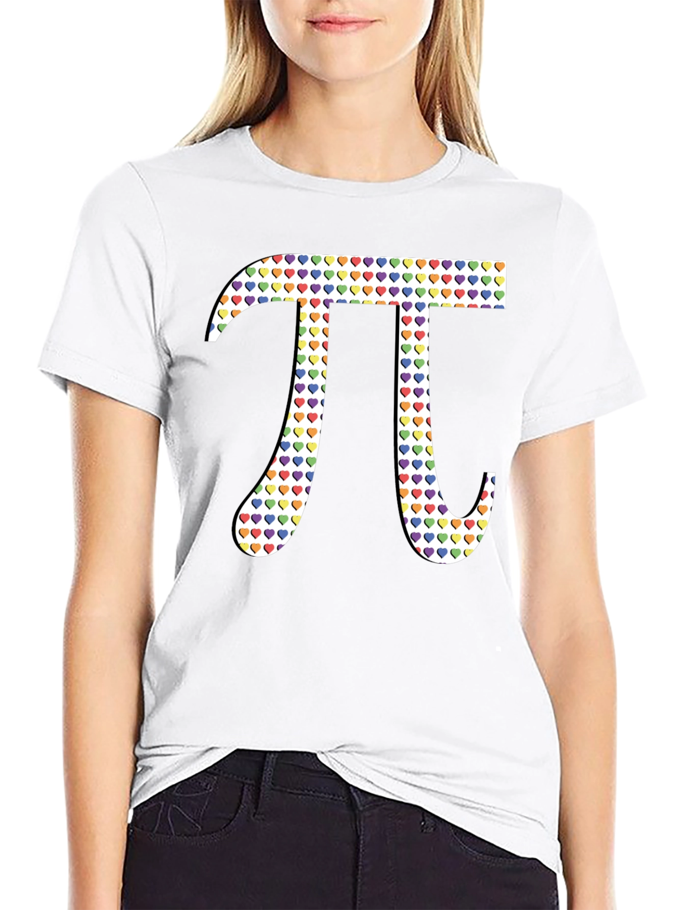 Heart Pattern Pi Symbol Graphic Tee