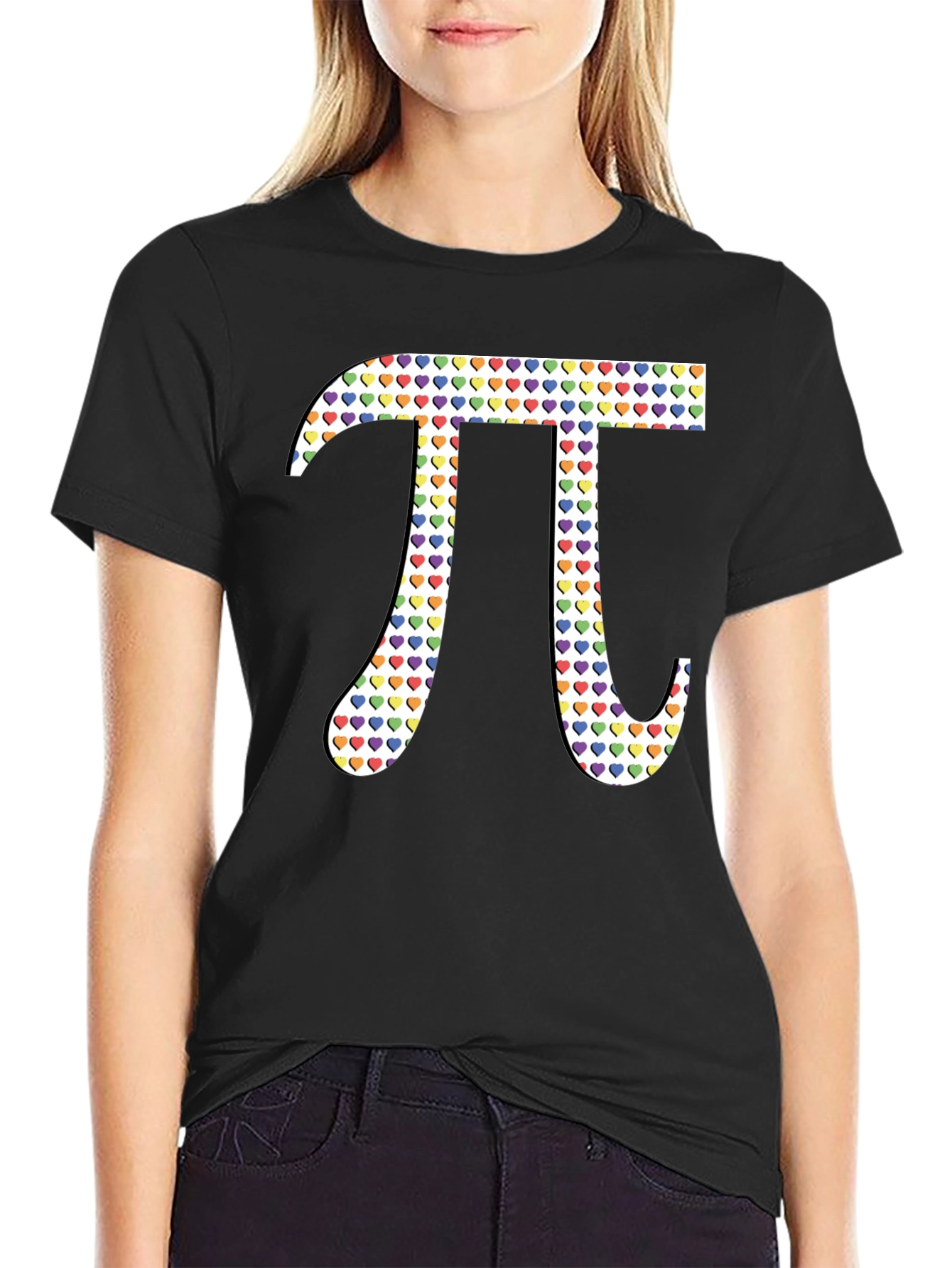 Heart Pattern Pi Symbol Graphic Tee