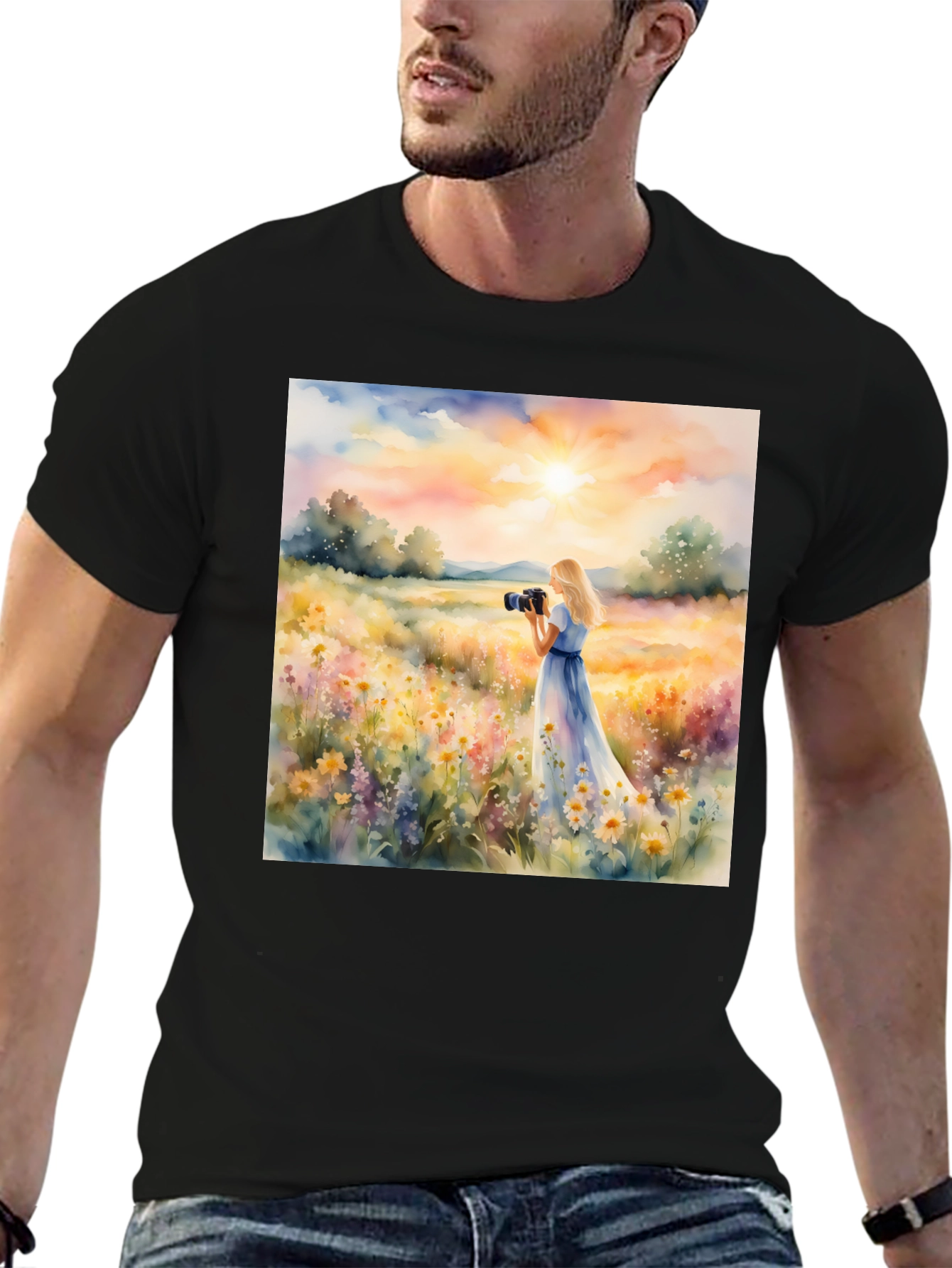 Floral Photographer T-Shirt - Artistic Design