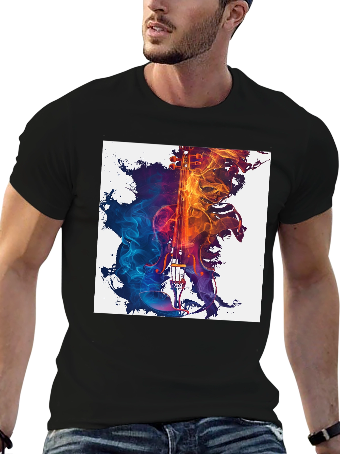 Abstract Violin Graphic T-Shirt
