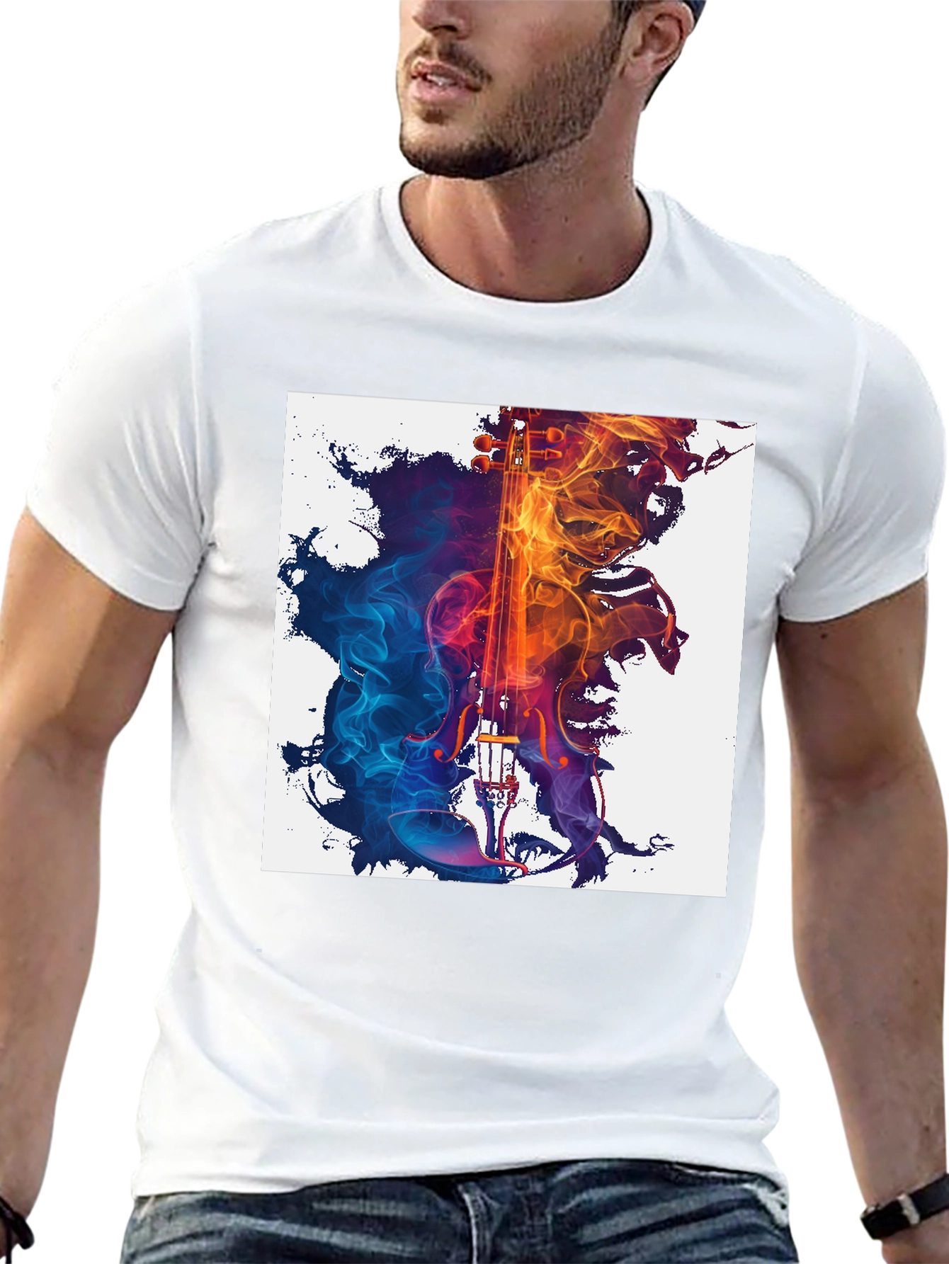 Abstract Violin Graphic T-Shirt
