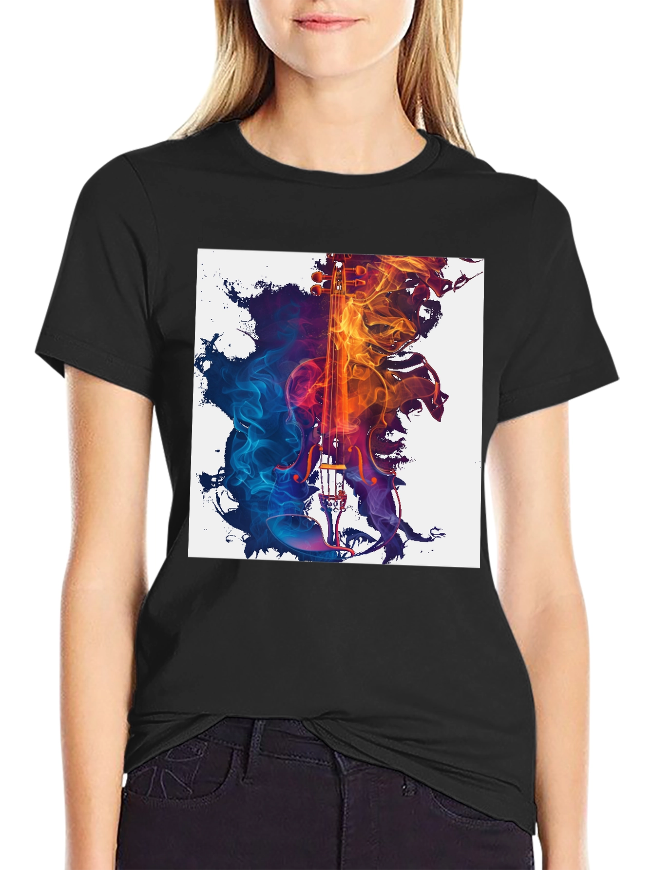 Abstract Violin Graphic T-Shirt