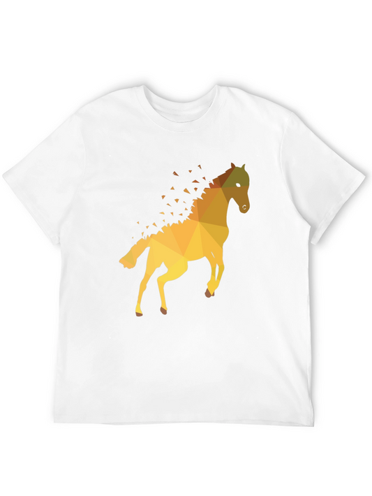 Geometric Horse Graphic Tee - Stylish Mens Black T-Shirt