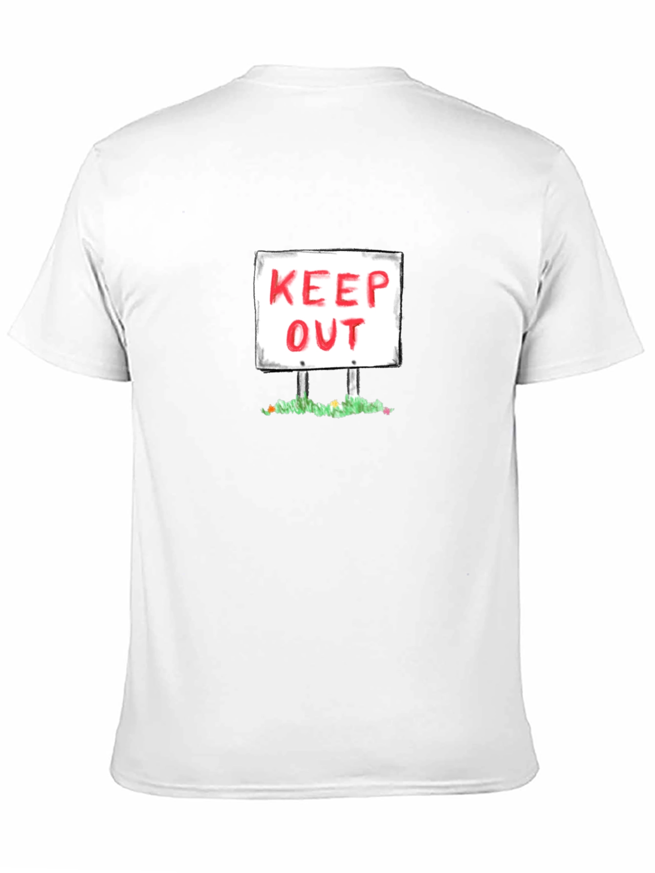 Keep Out Sign Graphic Tee - Black Cotton T-Shirt