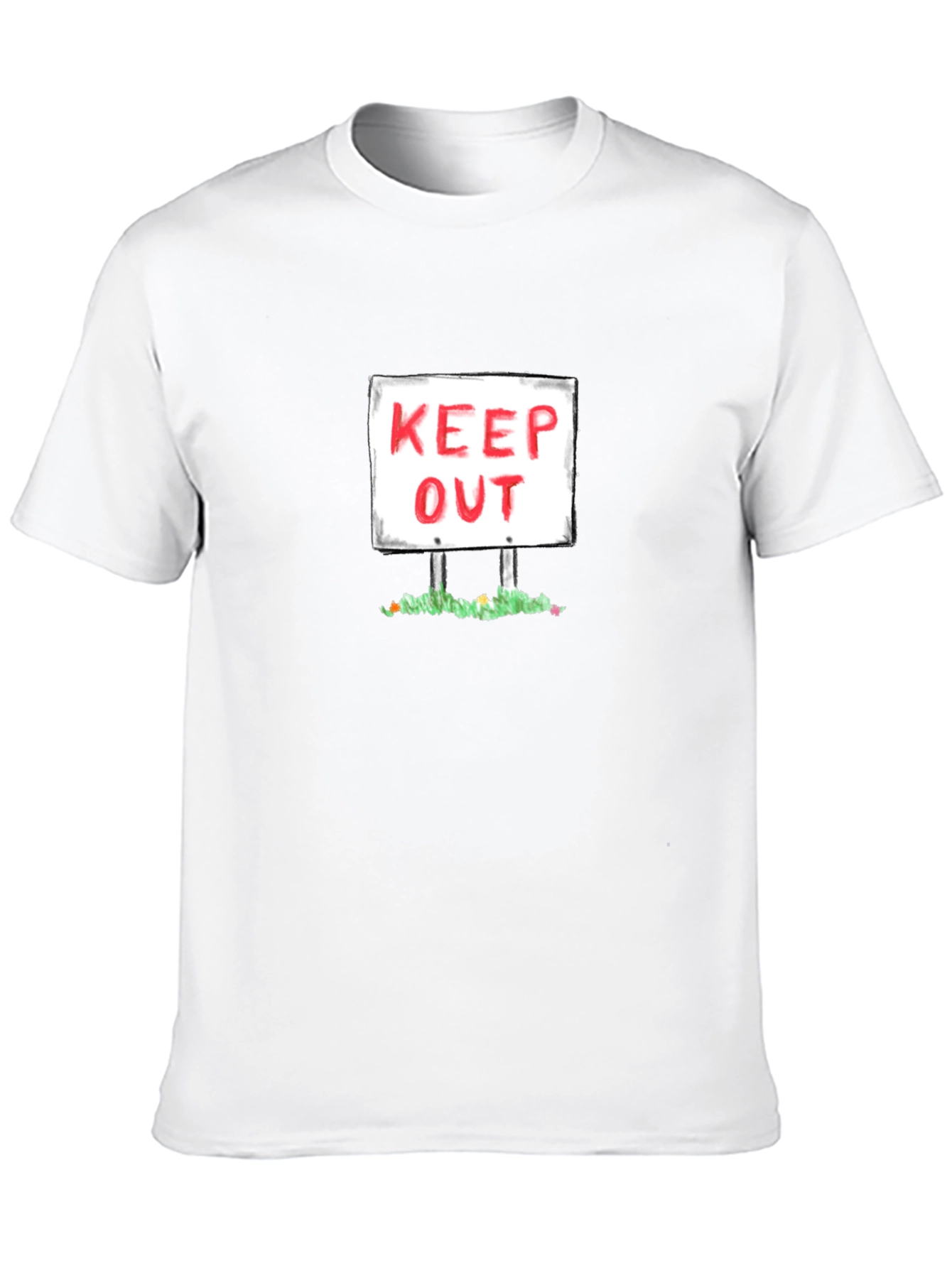 Keep Out Sign Graphic Tee - Black Cotton T-Shirt