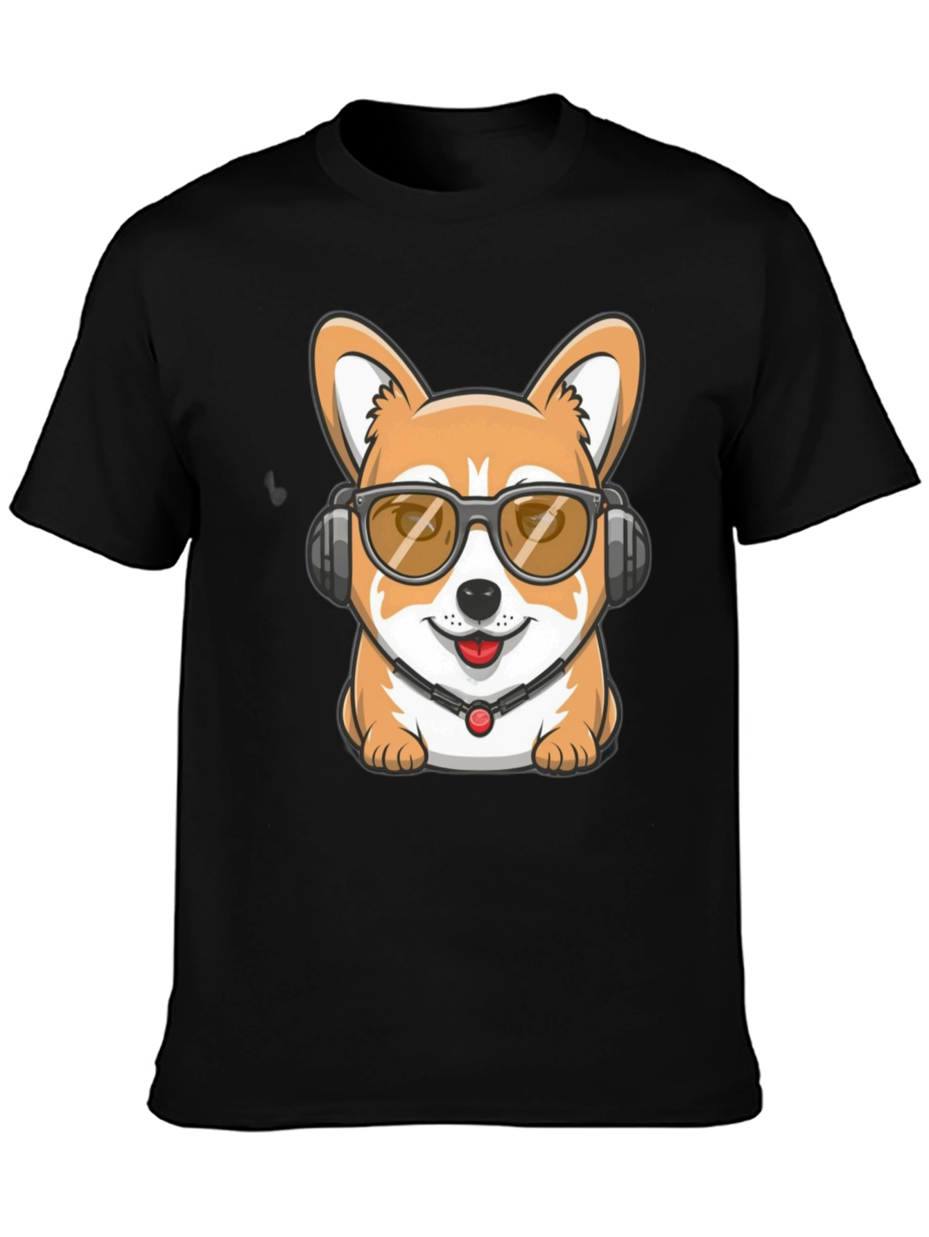 Cool Corgi DJ Black T-Shirt