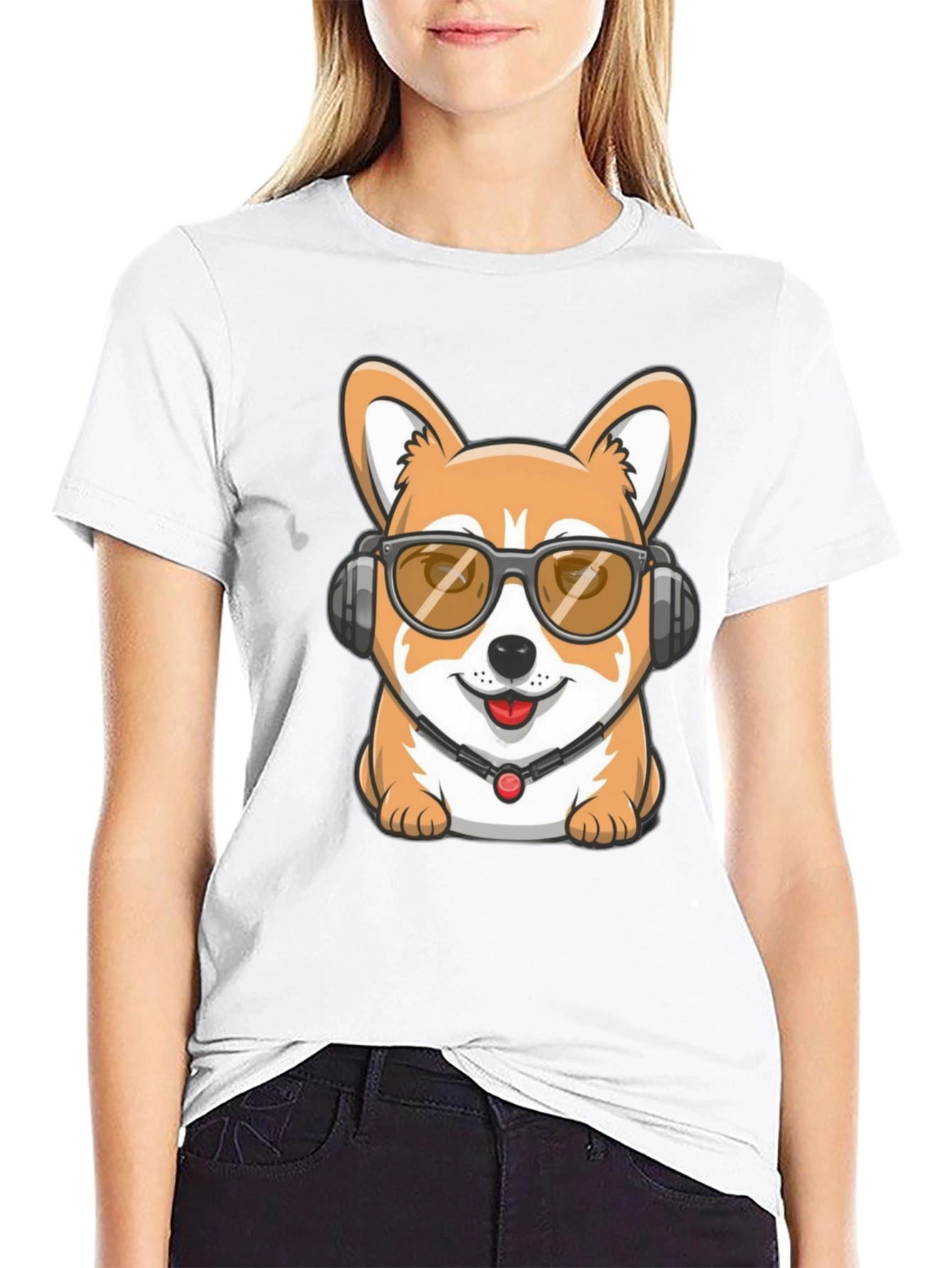 Cool Corgi DJ Black T-Shirt