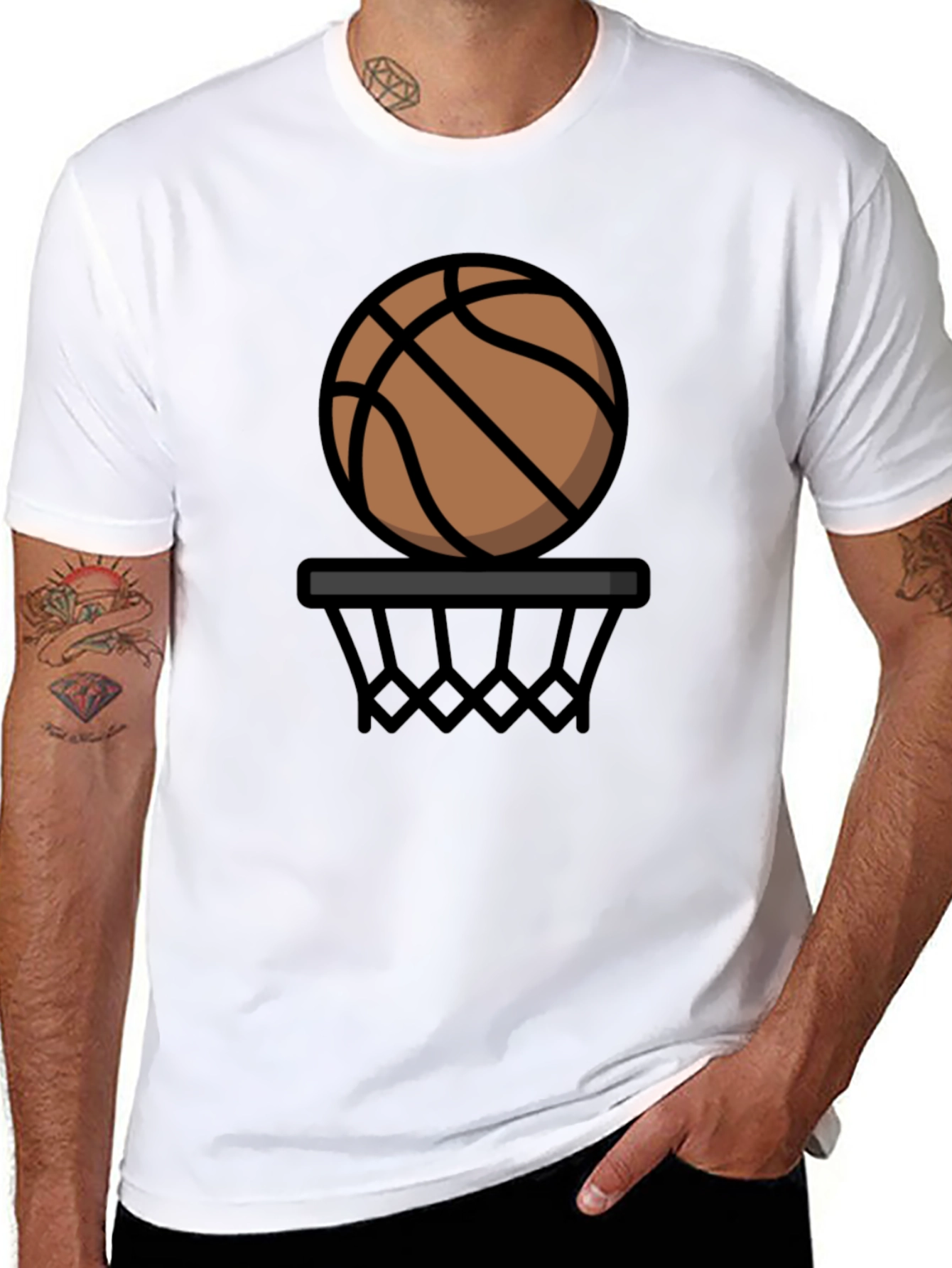 Basketball Graphic Tee - Black Cotton T-Shirt