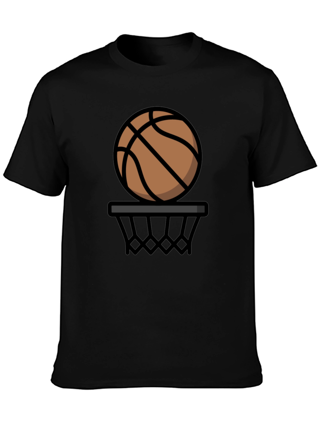 Basketball Graphic Tee - Black Cotton T-Shirt