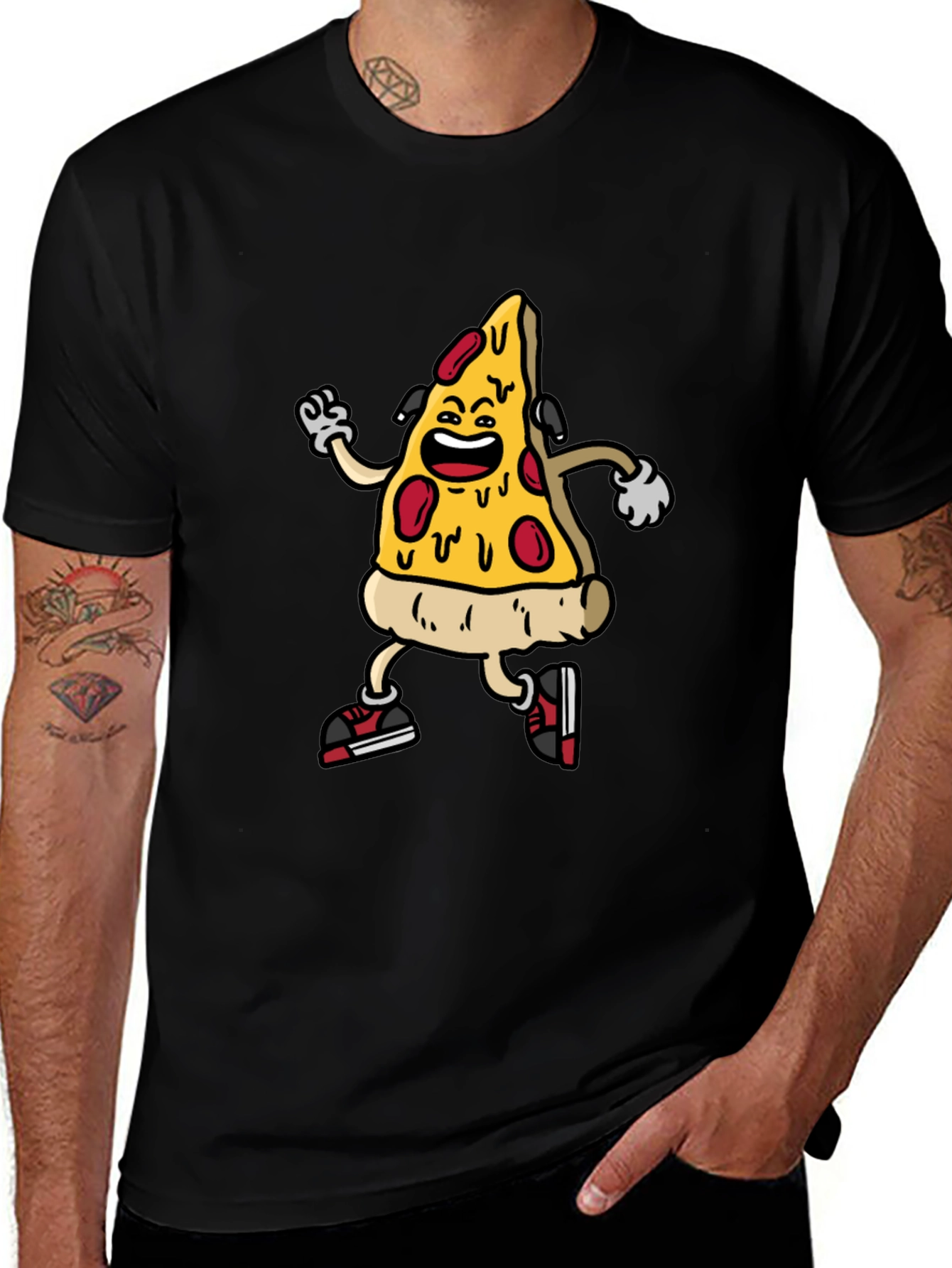 Pizza Slice Character Graphic T-Shirt