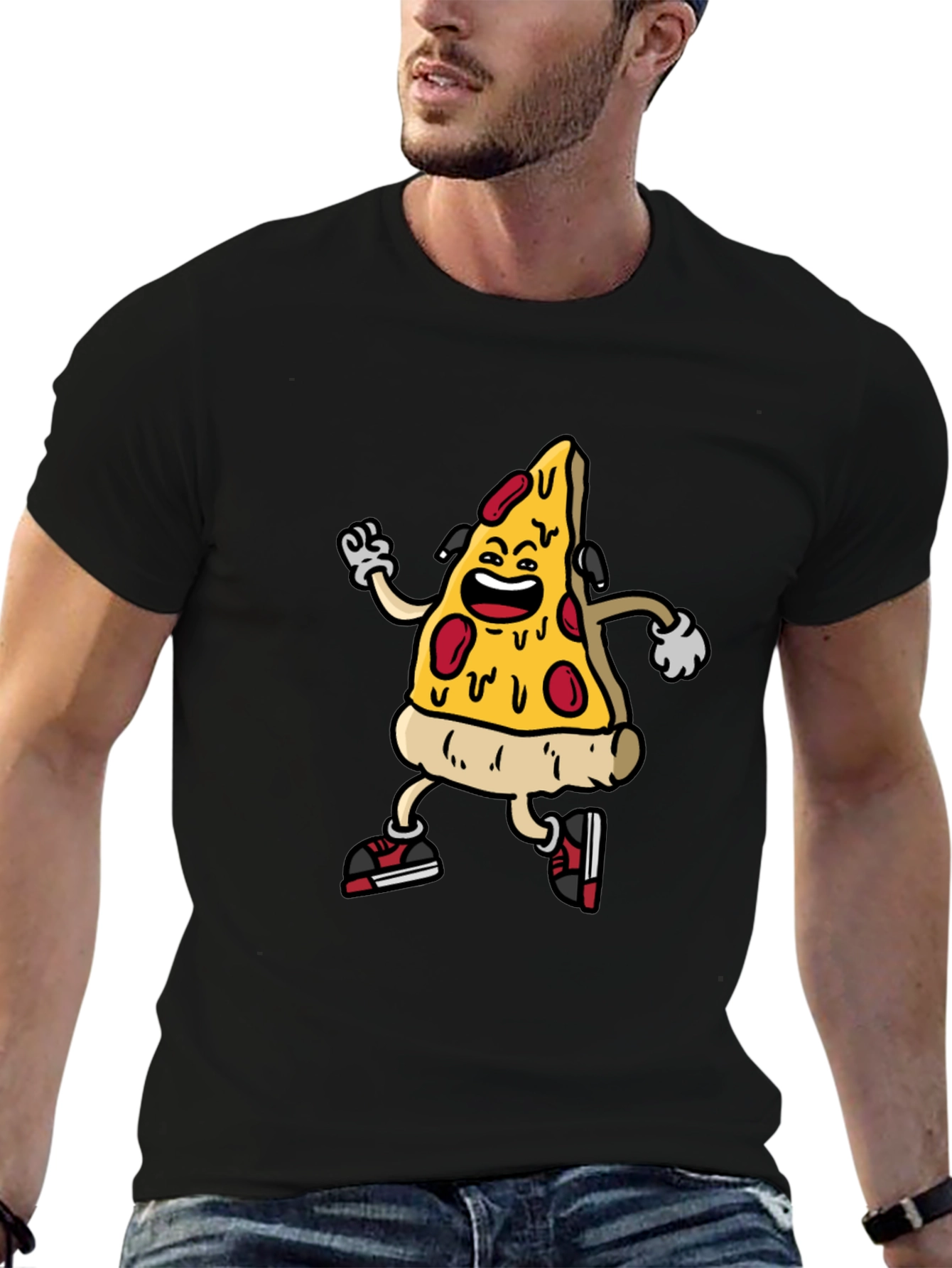 Pizza Slice Character Graphic T-Shirt