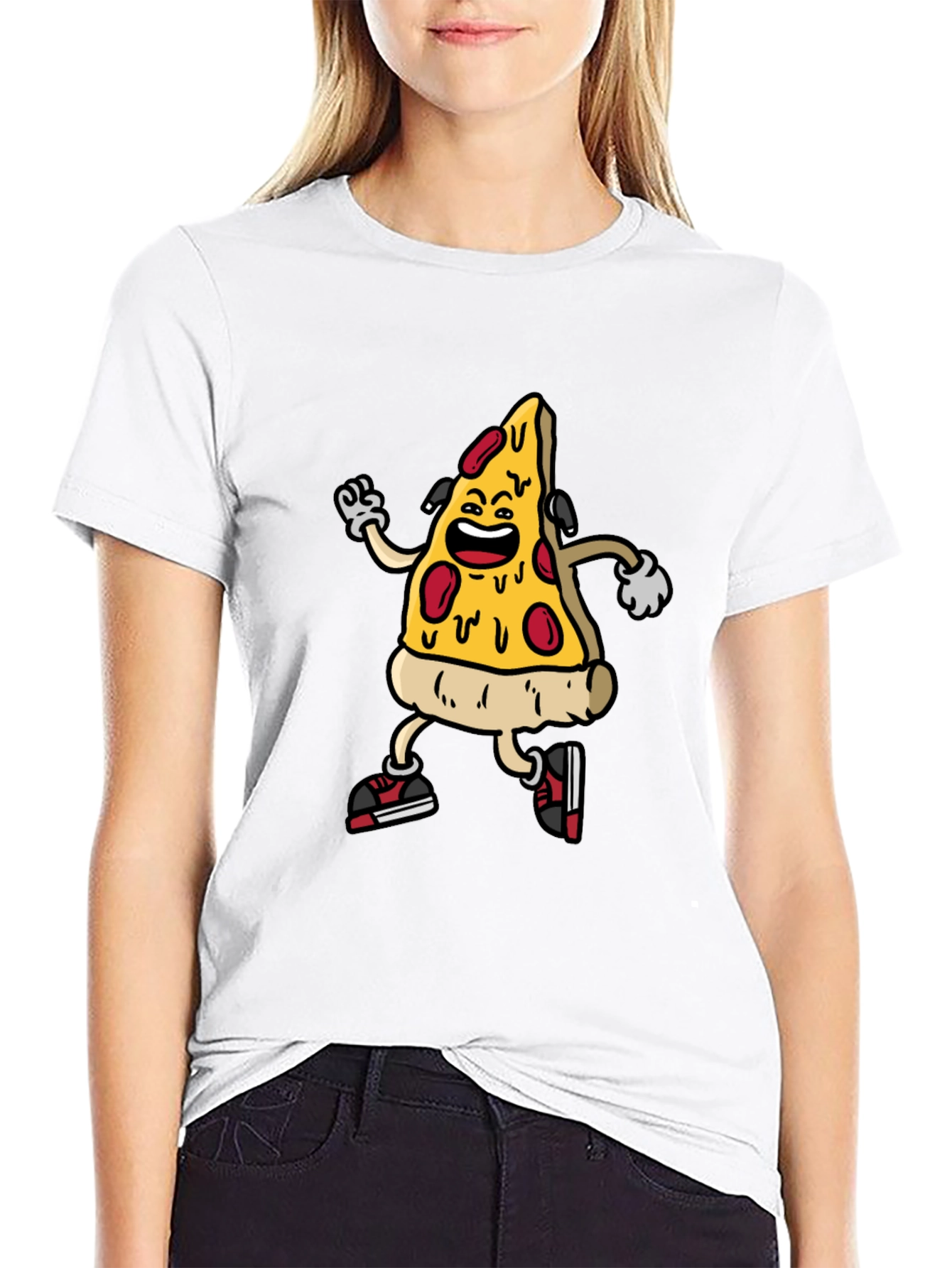 Pizza Slice Character Graphic T-Shirt