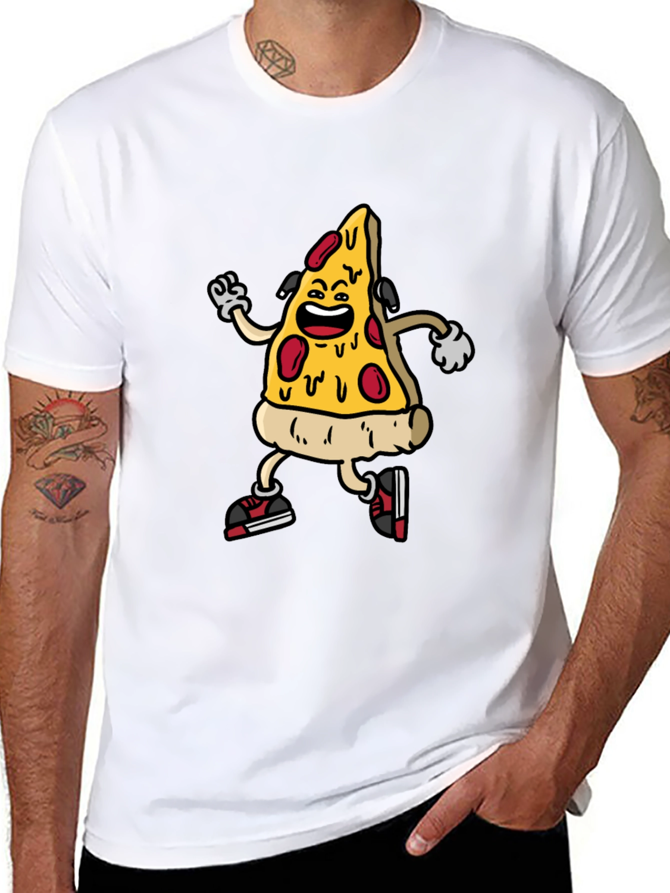 Pizza Slice Character Graphic T-Shirt