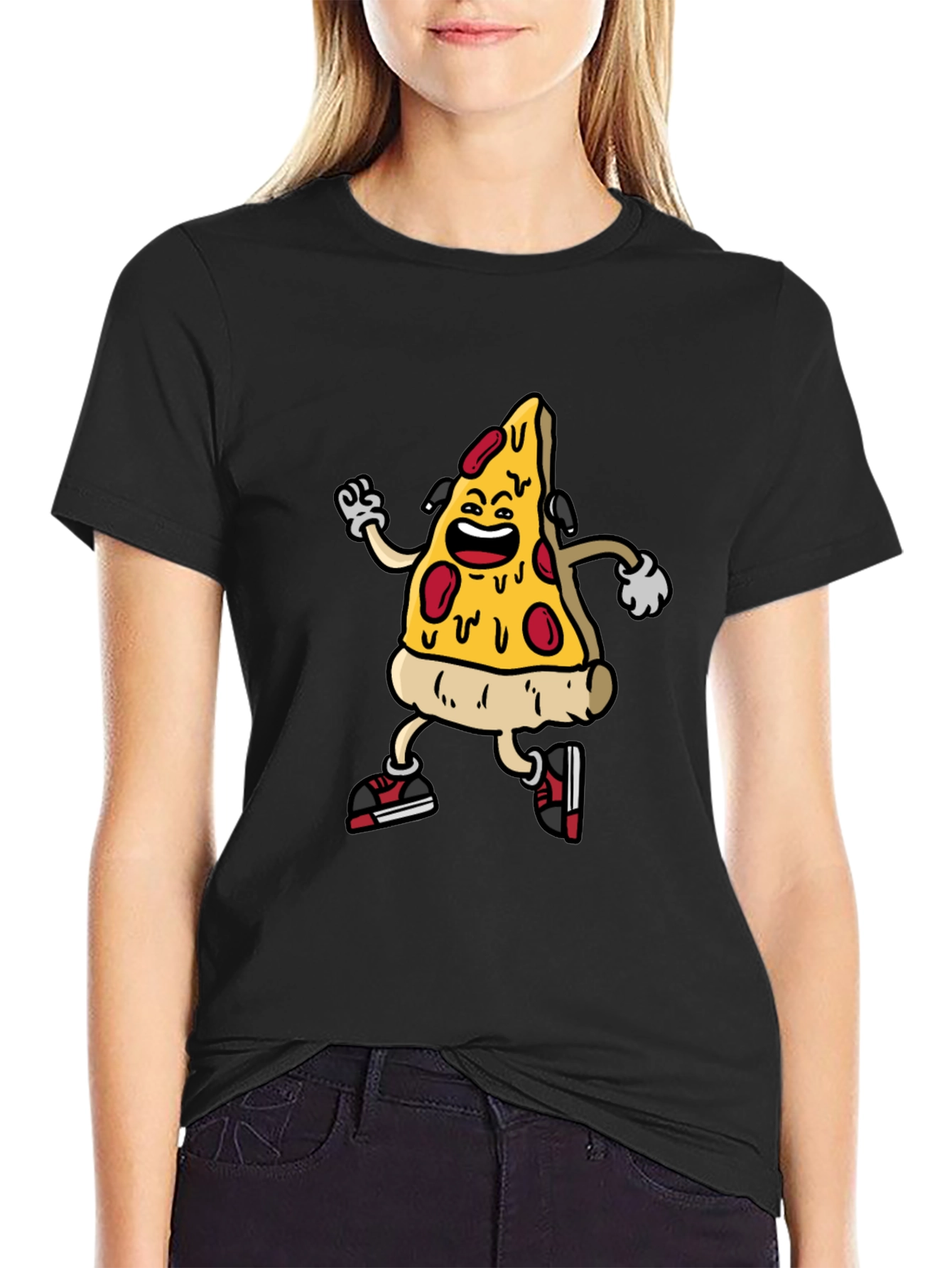 Pizza Slice Character Graphic T-Shirt