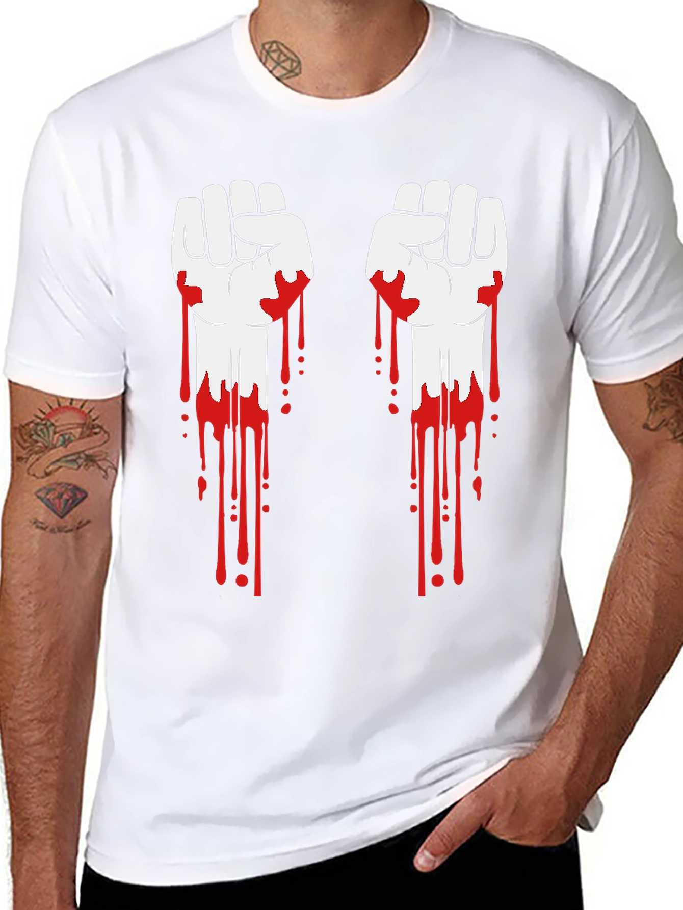 Bloody Fists Graphic Tee - Black Cotton T-Shirt