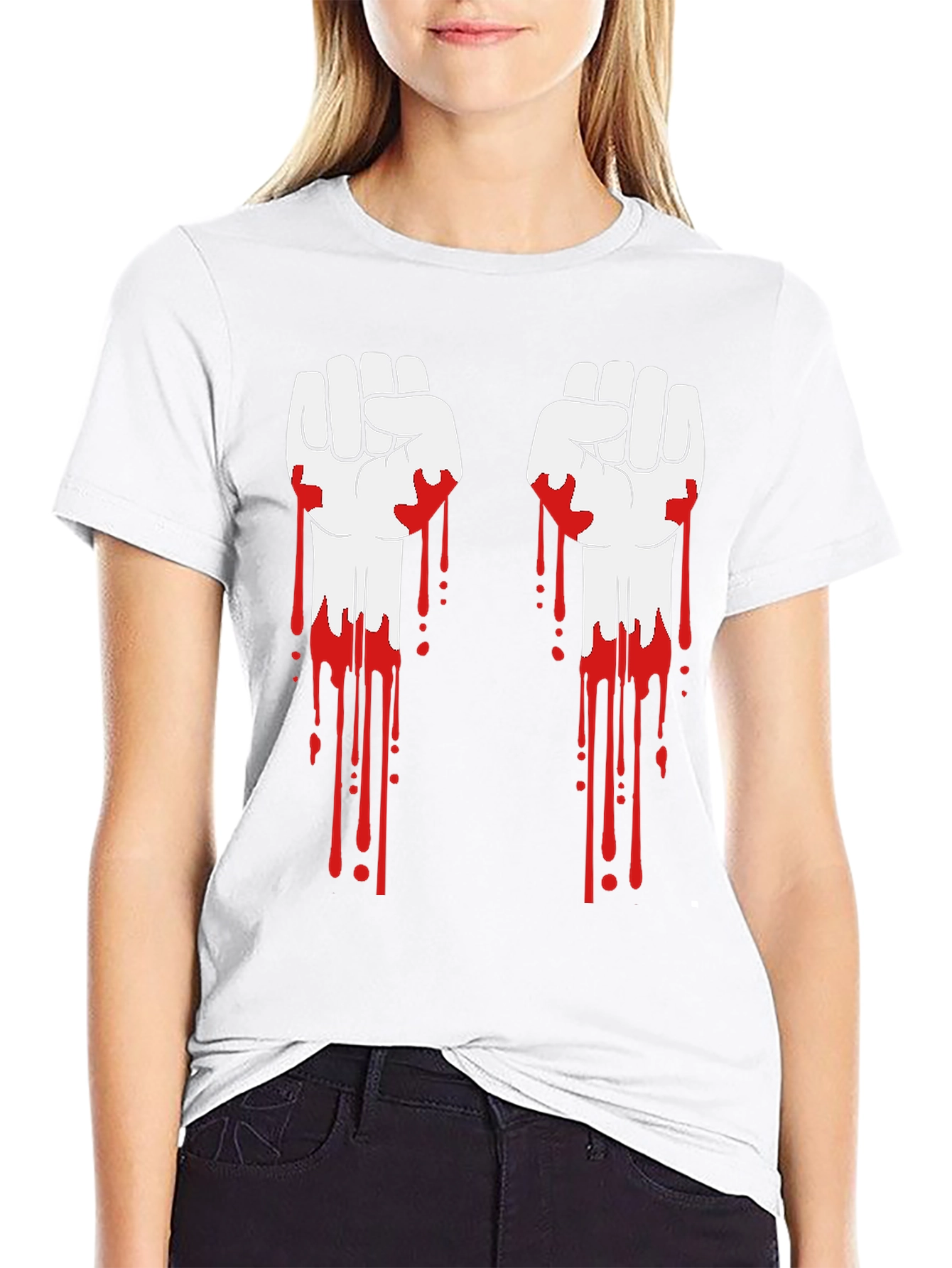Bloody Fists Graphic Tee - Black Cotton T-Shirt