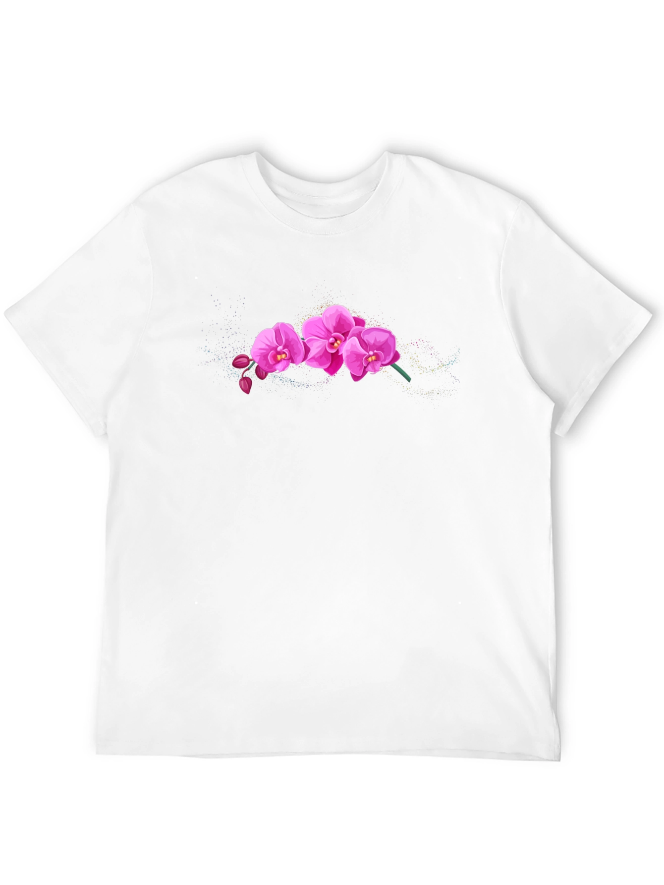 Pink Orchid Graphic Black T-Shirt
