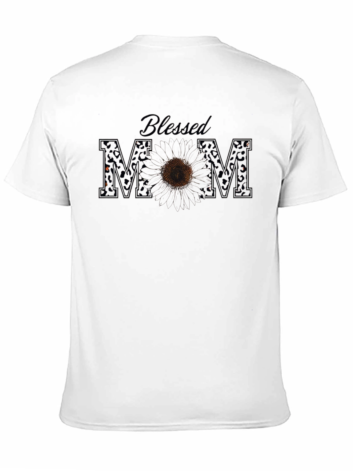 Blessed Mom Leopard Print Sunflower Graphic Tee