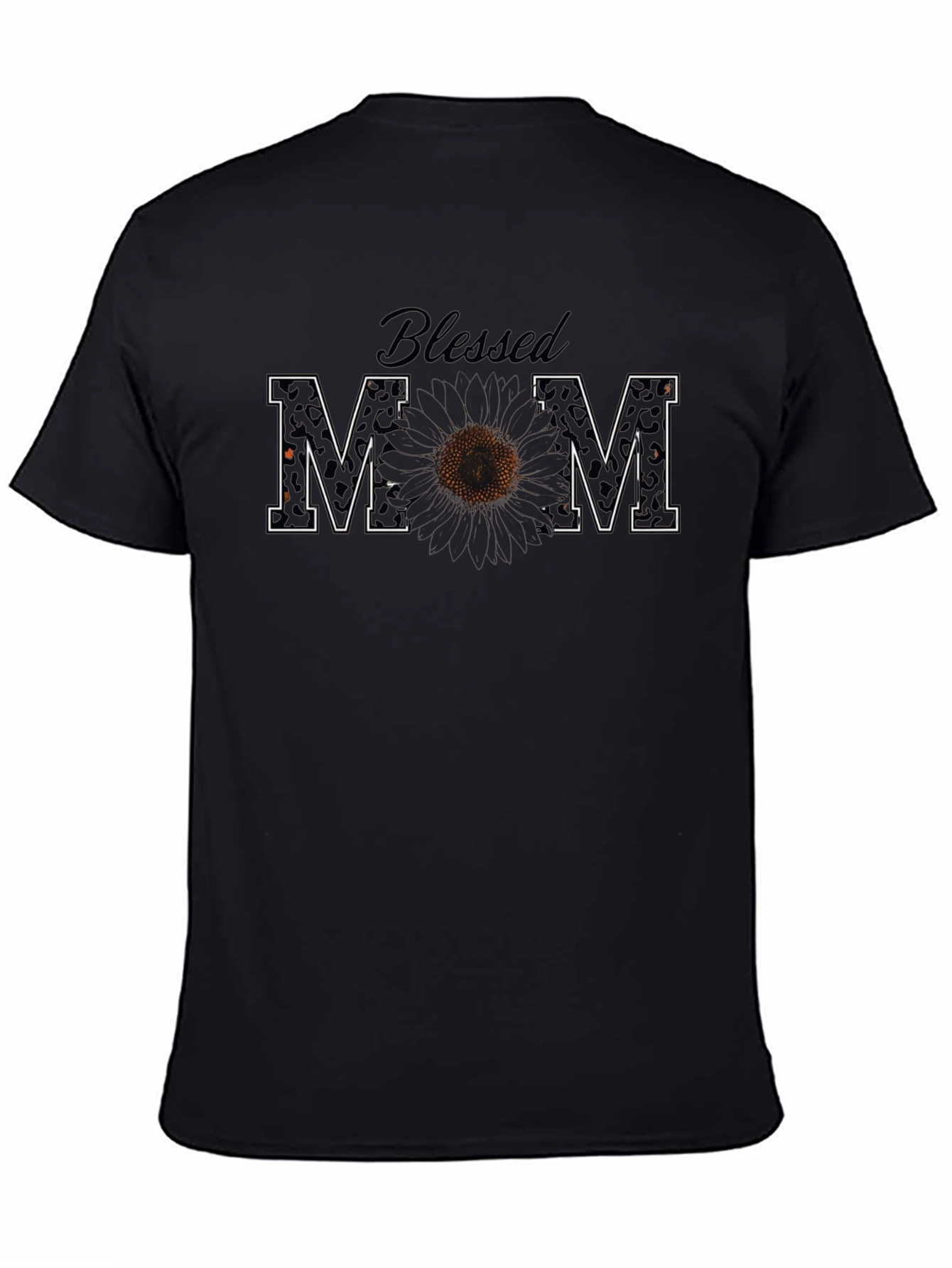 Blessed Mom Leopard Print Sunflower Graphic Tee