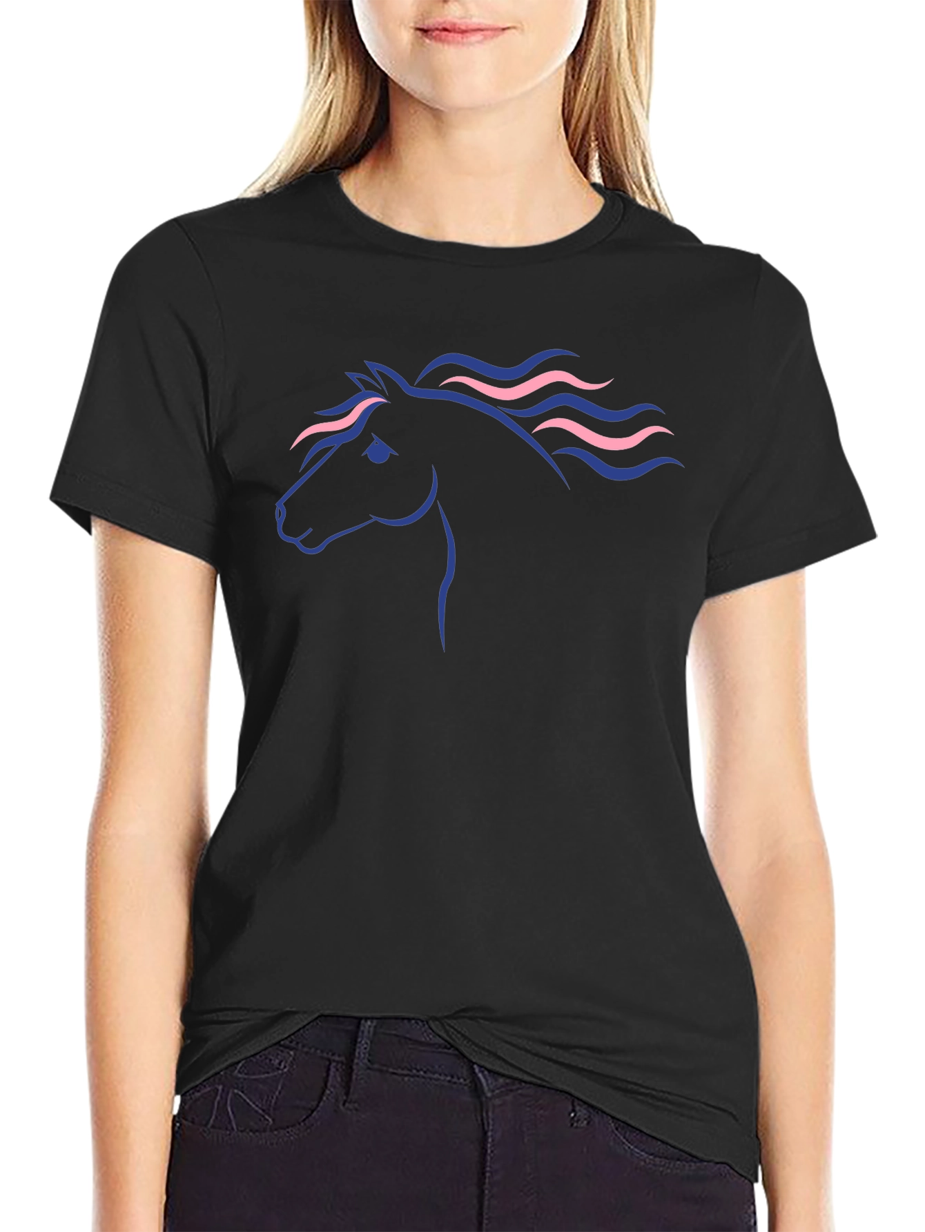 Horse Graphic Tee - Stylish Mens Black T-Shirt
