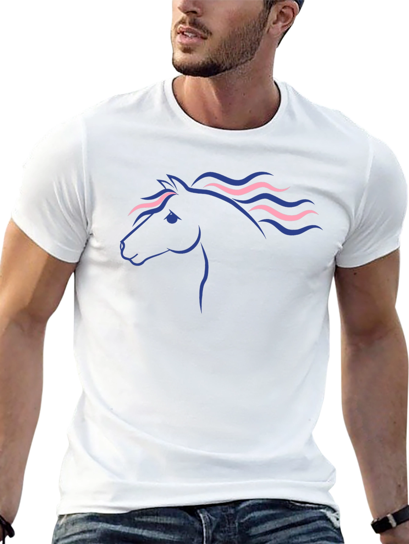 Horse Graphic Tee - Stylish Mens Black T-Shirt